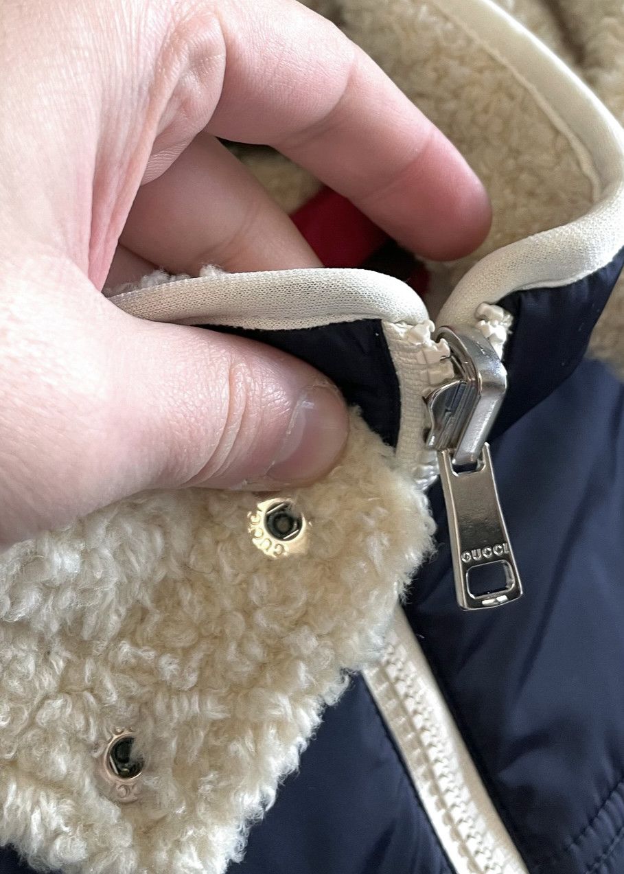 Gucci Gucci Navy GG Faux Shearling Reversible Parachute Jacket Size M / US 6-8 / IT 42-44 - 3 Thumbnail