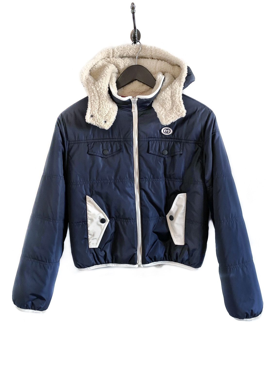 Gucci Gucci Navy GG Faux Shearling Reversible Parachute Jacket Size M / US 6-8 / IT 42-44 - 1 Thumbnail
