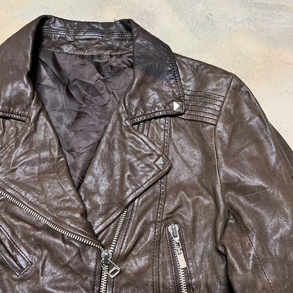Japanese Brand Brown Leather Double Collar Jacket Seditionaries Style Size S / US 4 / IT 40 - 6 Thumbnail
