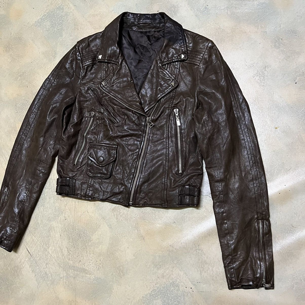 Japanese Brand Brown Leather Double Collar Jacket Seditionaries Style Size S / US 4 / IT 40 - 3 Thumbnail