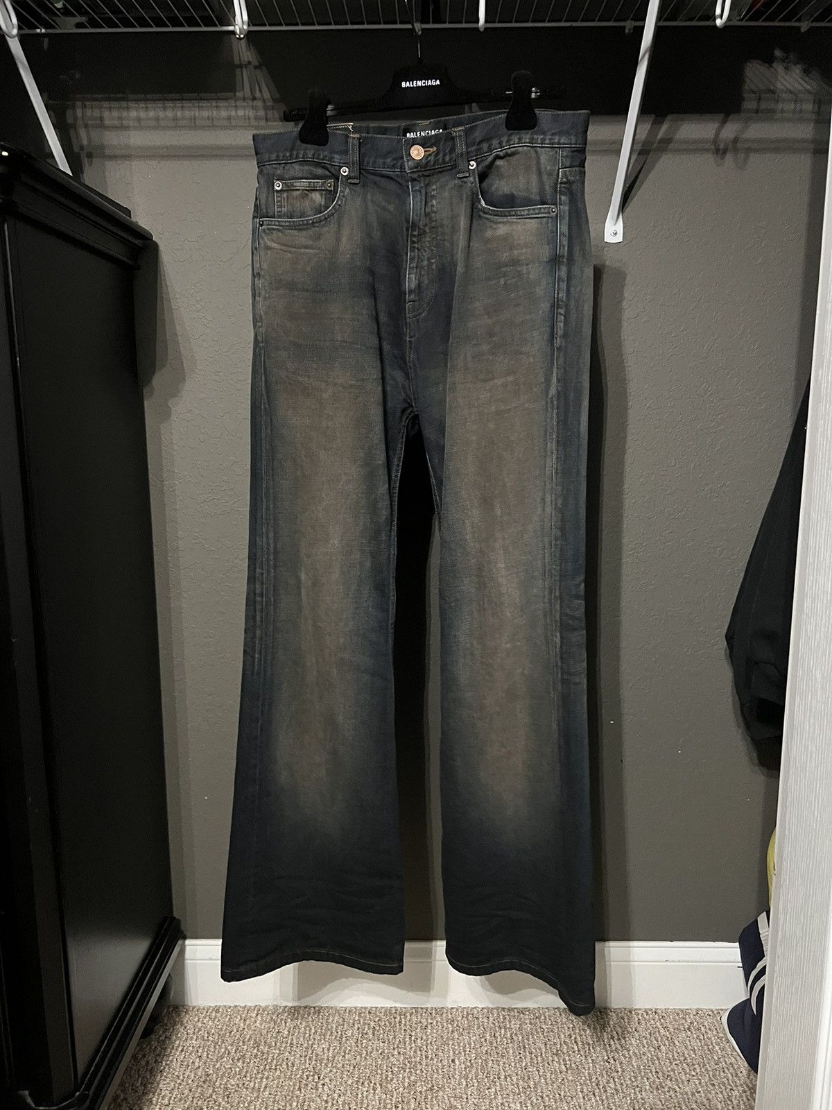 Balenciaga Balenciaga Fall22 Mud Wash/Dirty Flared Denim | Grailed