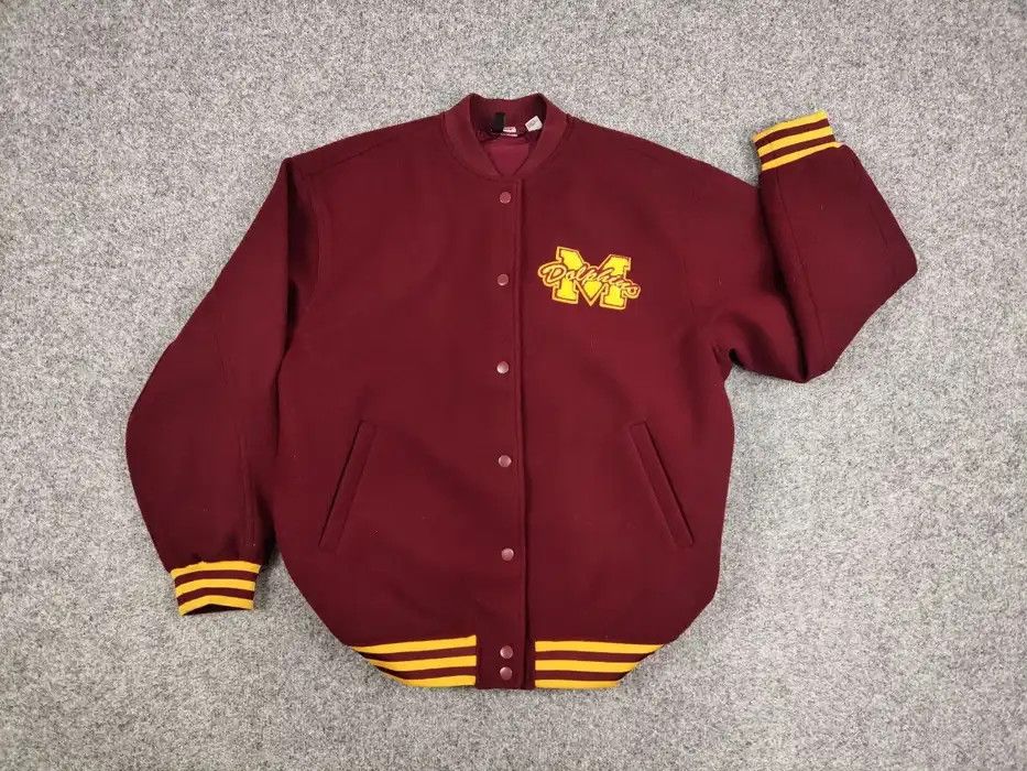 Vintage Vintage Varsity Bomber Jacket Dolphins burgundy logo Size US M / EU 48-50 / 2 - 6 Thumbnail