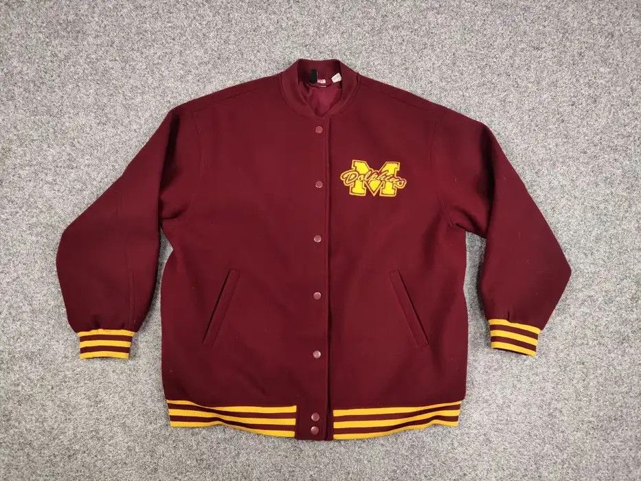 Vintage Vintage Varsity Bomber Jacket Dolphins burgundy logo Size US M / EU 48-50 / 2 - 7 Thumbnail