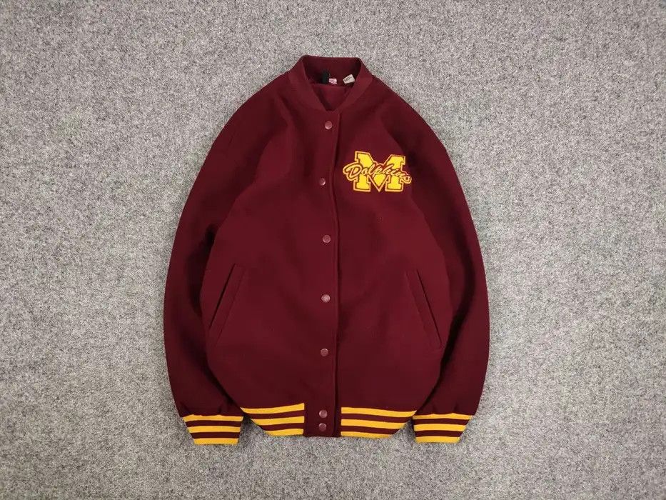 Vintage Vintage Varsity Bomber Jacket Dolphins burgundy logo Size US M / EU 48-50 / 2 - 1 Thumbnail