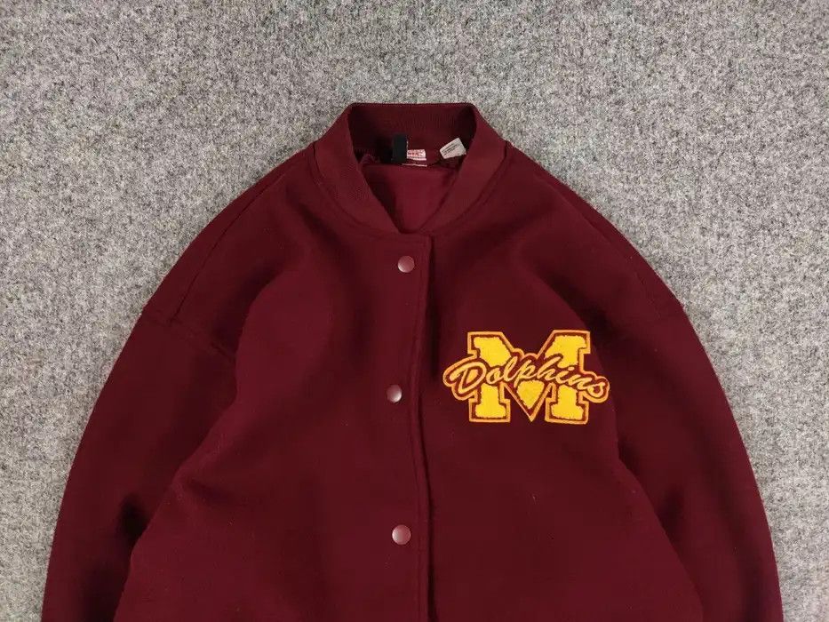Vintage Vintage Varsity Bomber Jacket Dolphins burgundy logo Size US M / EU 48-50 / 2 - 4 Thumbnail