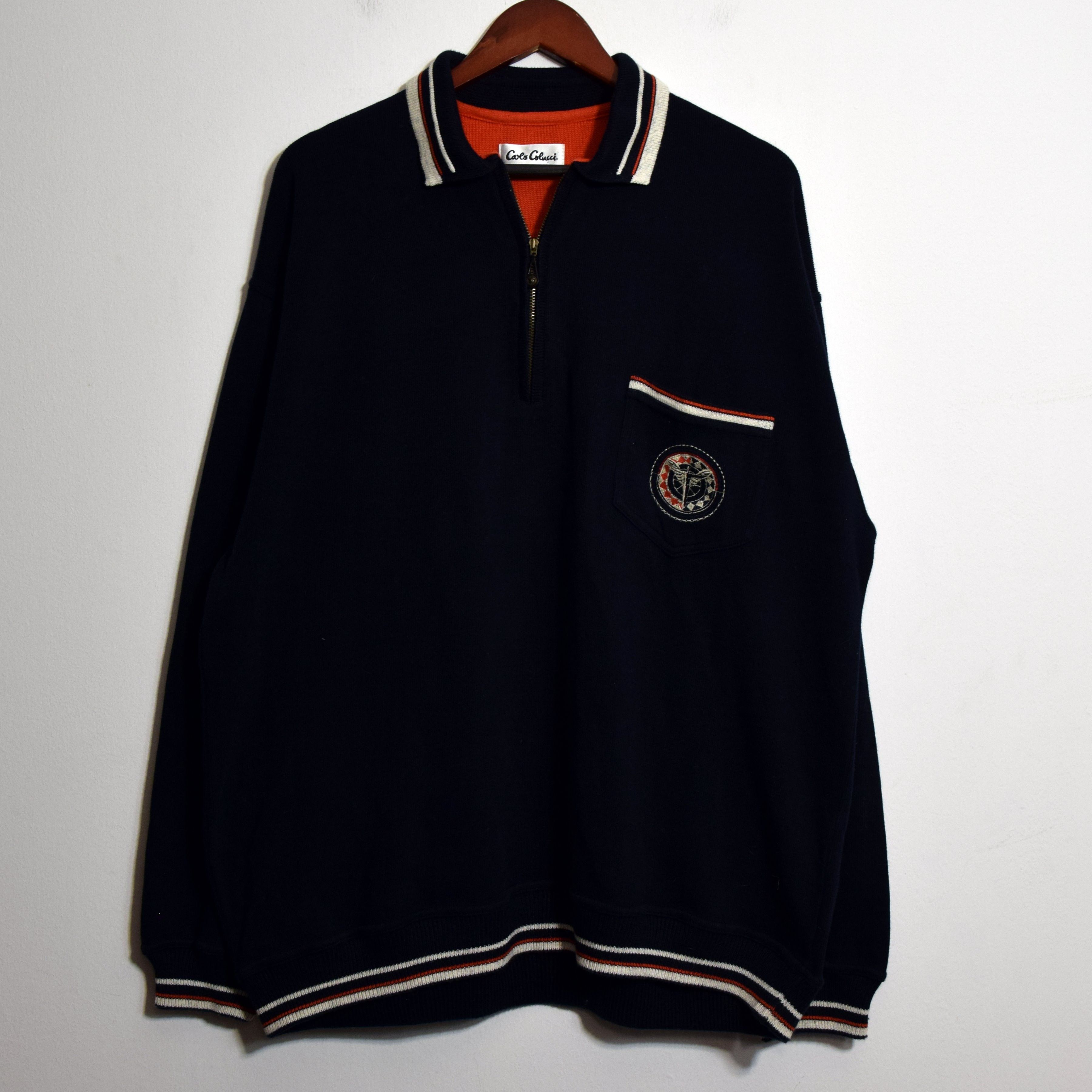 Carlo Colucci × Vintage 1/4 Zip Carlo Colluci Jumper Knitwear Vintage XXL Sweater Size US XL / EU 56 / 4 - 1 Thumbnail