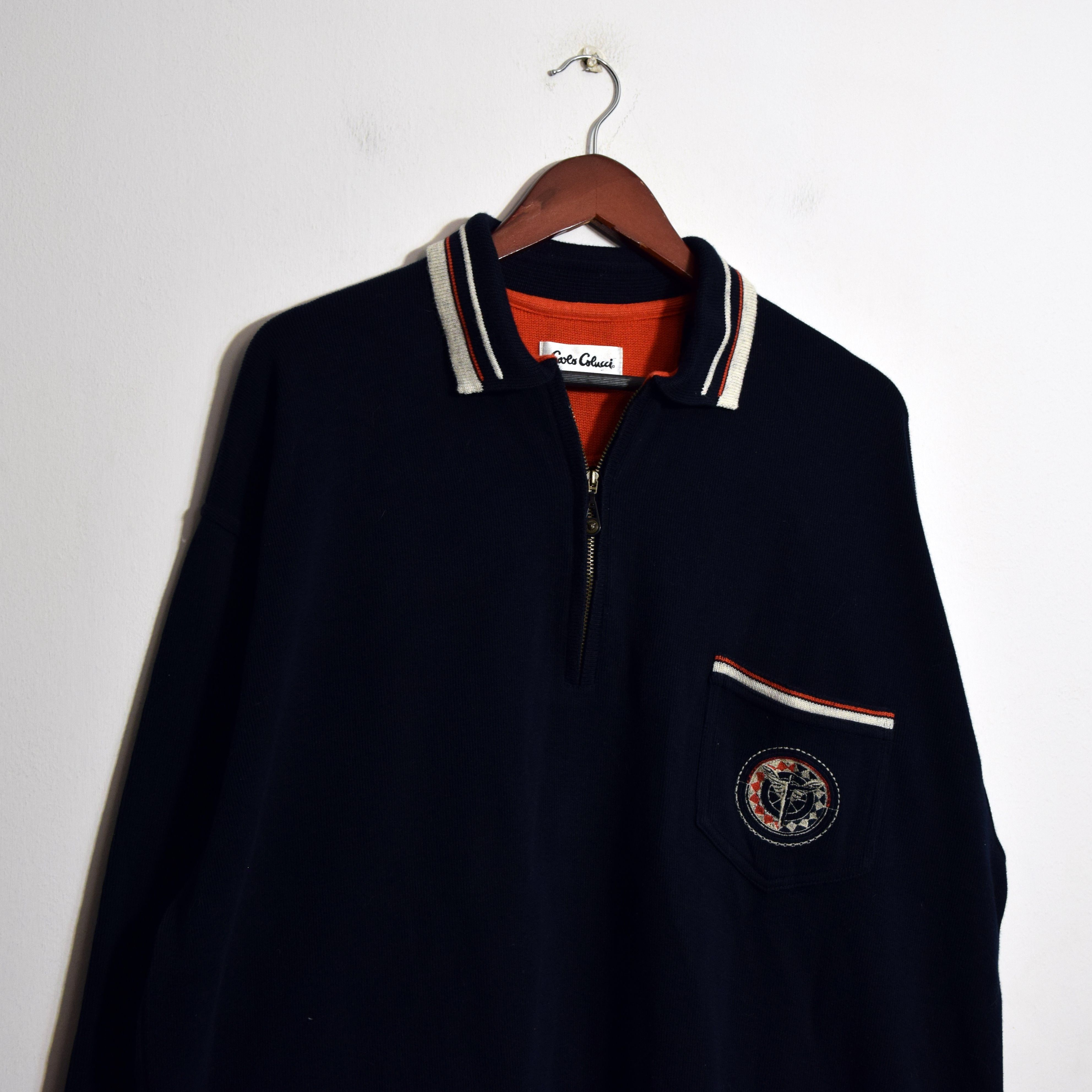 Carlo Colucci × Vintage 1/4 Zip Carlo Colluci Jumper Knitwear Vintage XXL Sweater Size US XL / EU 56 / 4 - 2 Thumbnail