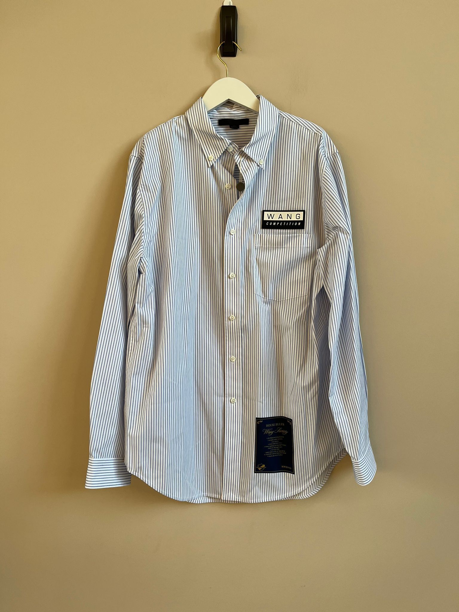 Wang Competition LS Button Up in Blue & White