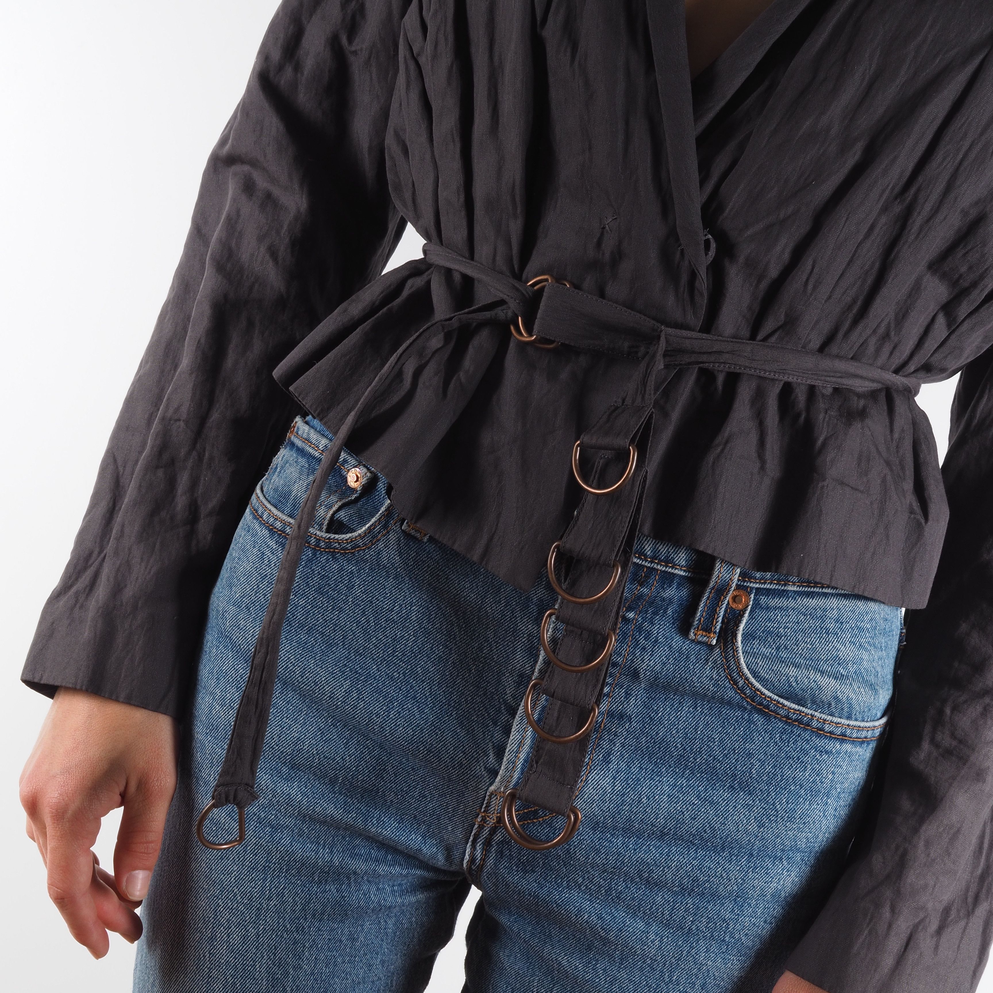 Acne Studios Acne Studios Black Cotton-Metal Belted Blazer Jacket Size M / US 6-8 / IT 42-44 - 2 Thumbnail