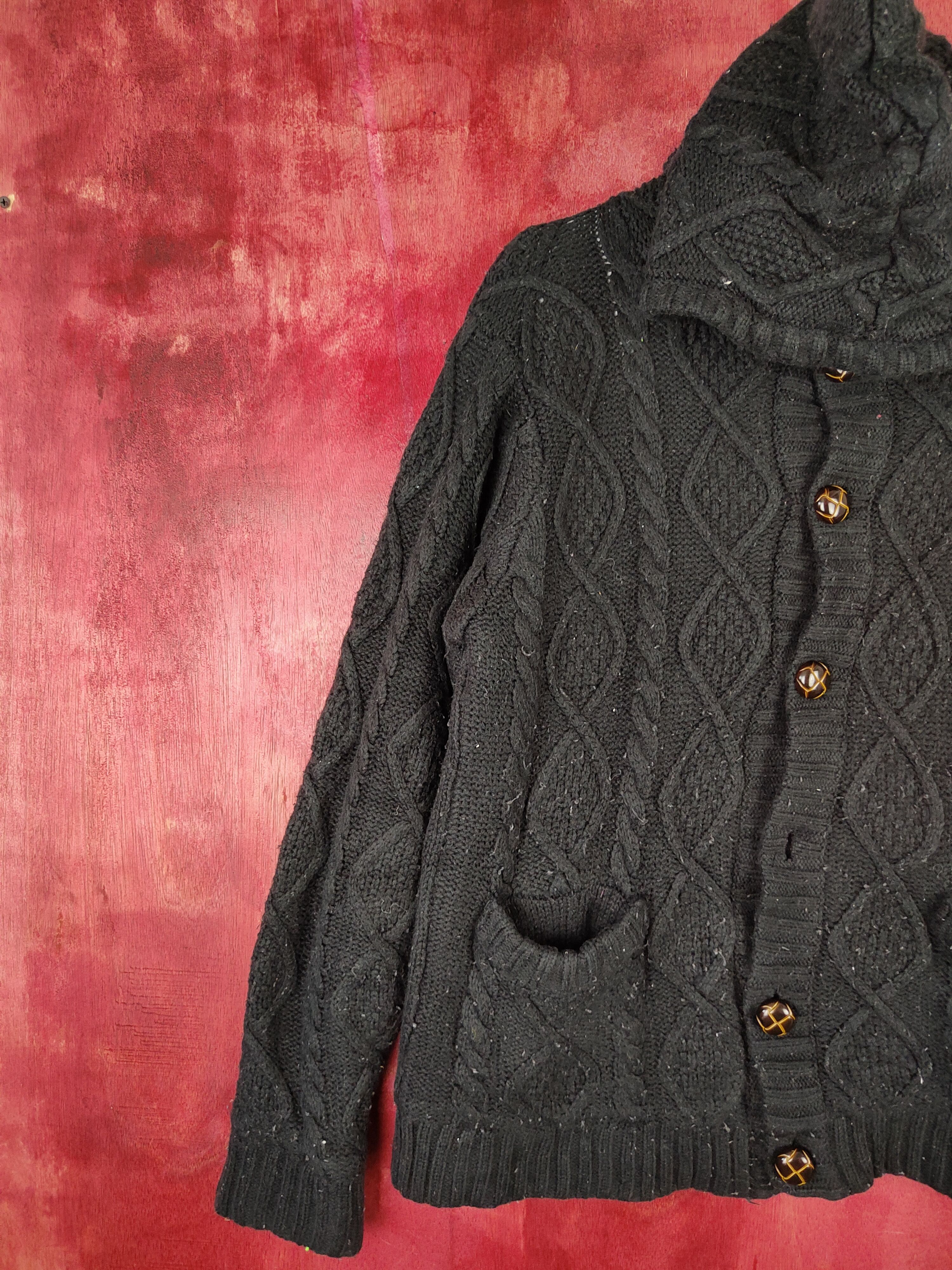 Aran Isles Knitwear Pinc Ponc Black Knitwear Hoodie Sweater #5908 Size L / US 10 / IT 46 - 4 Thumbnail