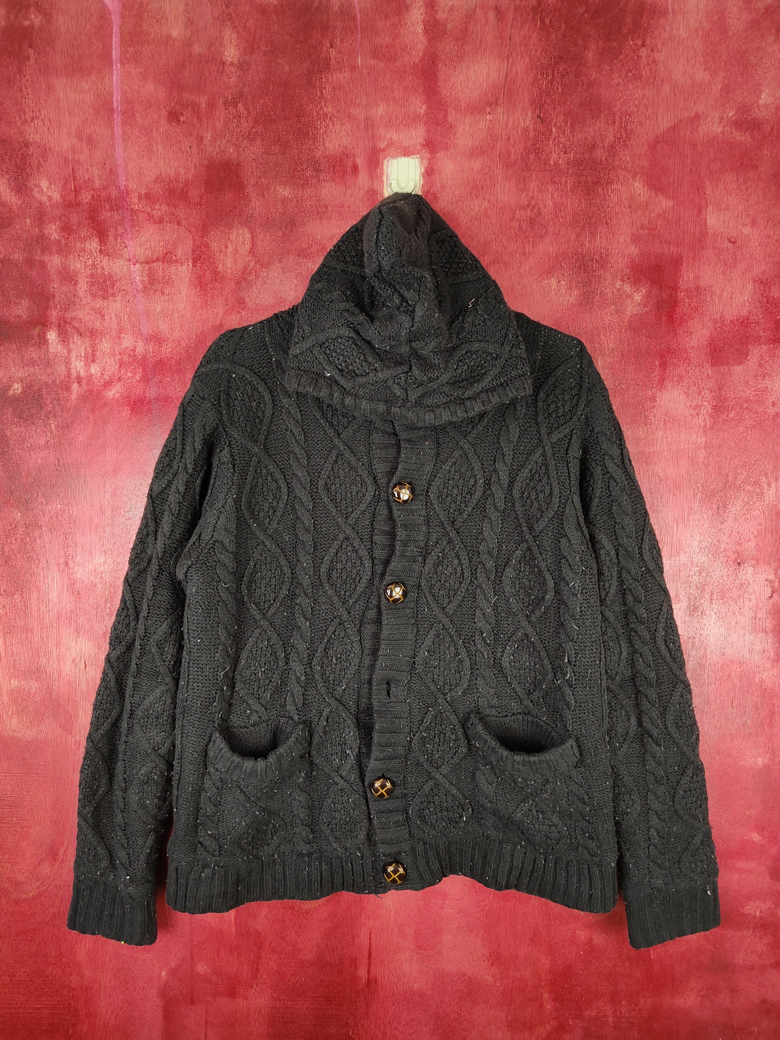 Aran Isles Knitwear Pinc Ponc Black Knitwear Hoodie Sweater #5908 Size L / US 10 / IT 46 - 1 Thumbnail