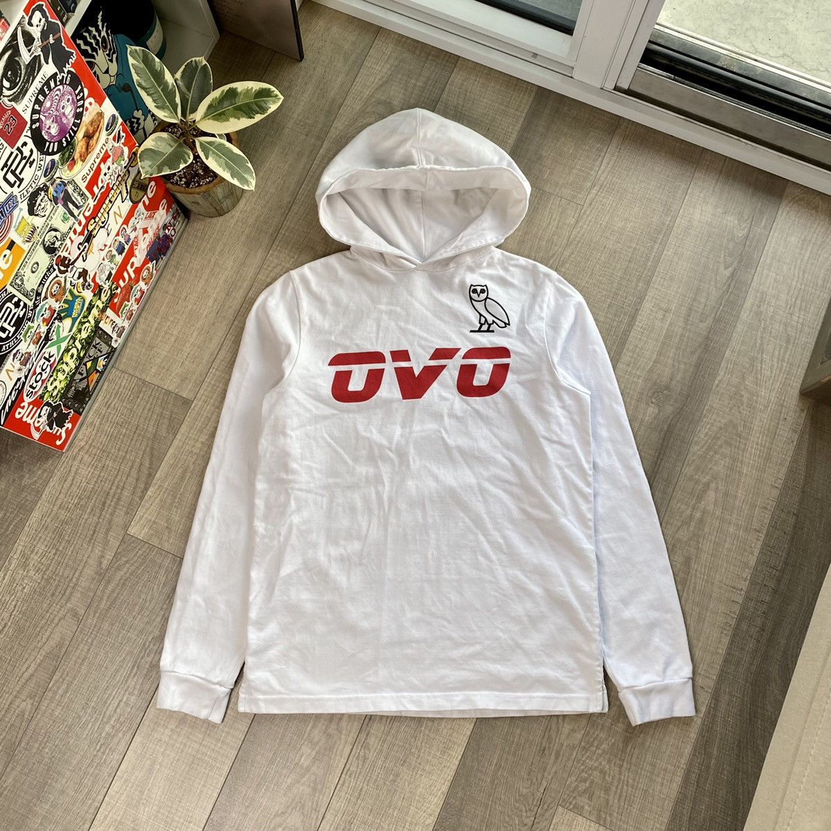 OVO Spellout Owl Hoodie White S