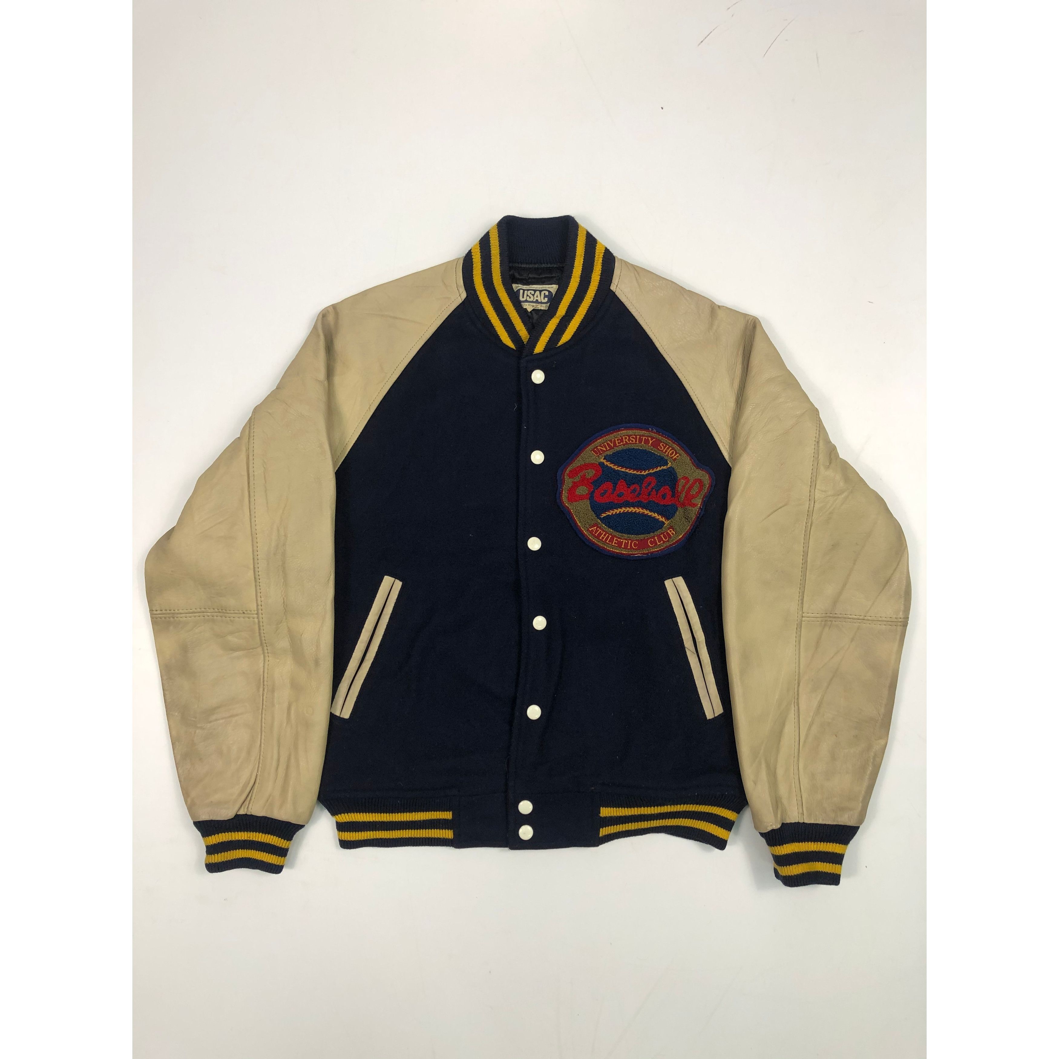 Japanese Brand Vintage 90s University Shop Wear Varsity Jacket Leather Size US L / EU 52-54 / 3 - 1 Thumbnail