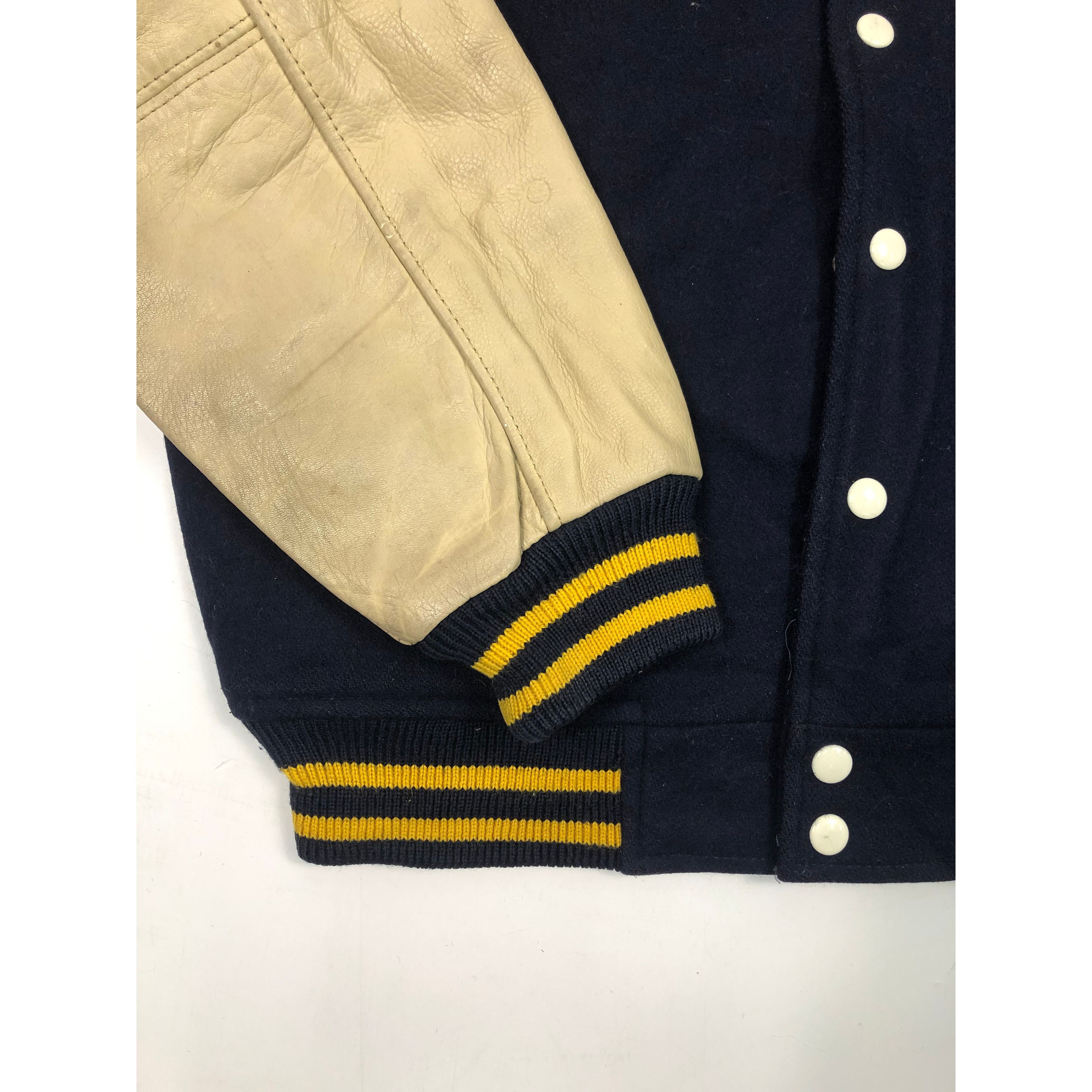 Japanese Brand Vintage 90s University Shop Wear Varsity Jacket Leather Size US L / EU 52-54 / 3 - 3 Thumbnail