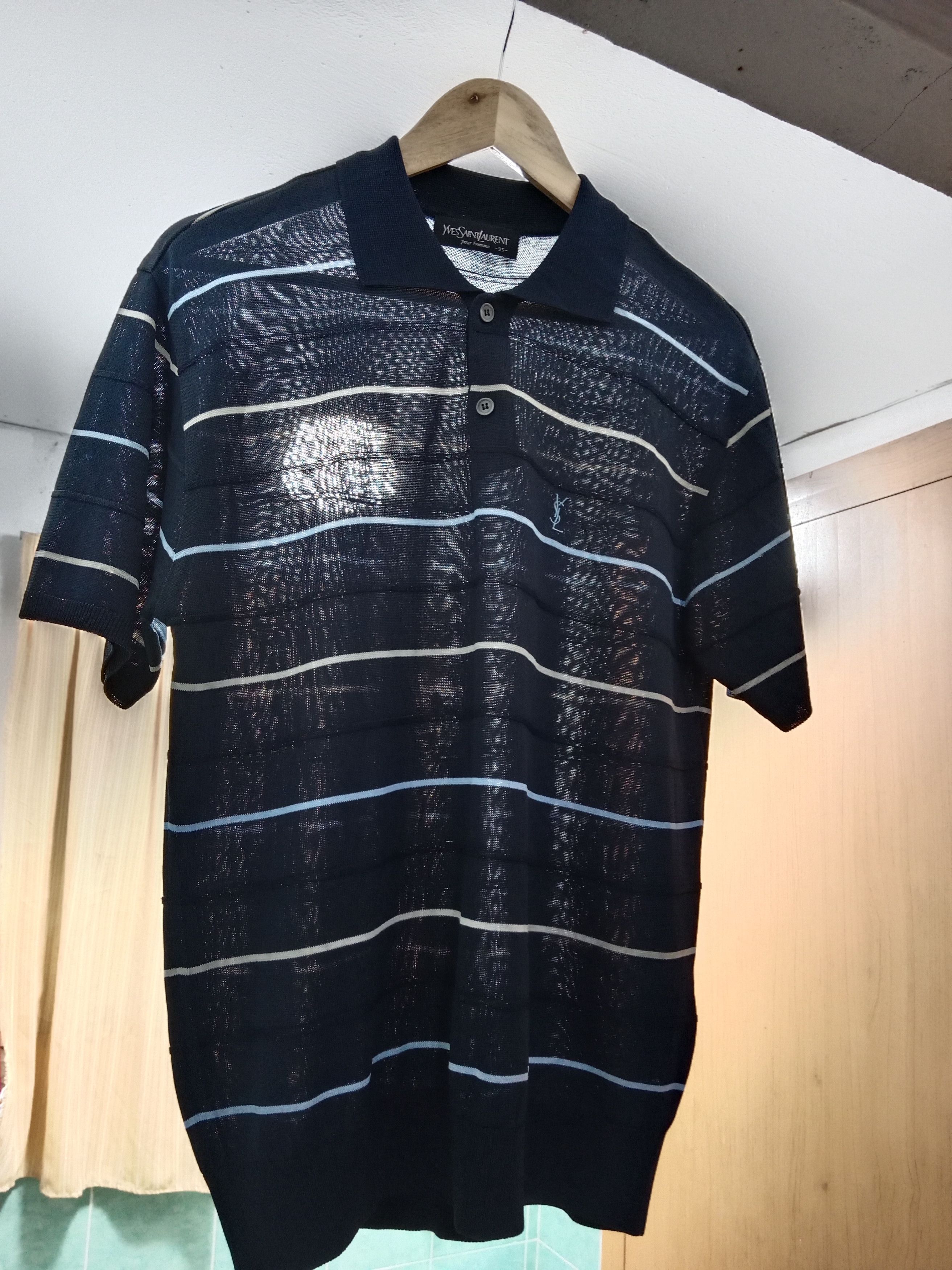 Vintage × Yves Saint Laurent Vintage YSL Mesh Polos Shirts Size US M / EU 48-50 / 2 - 1 Thumbnail