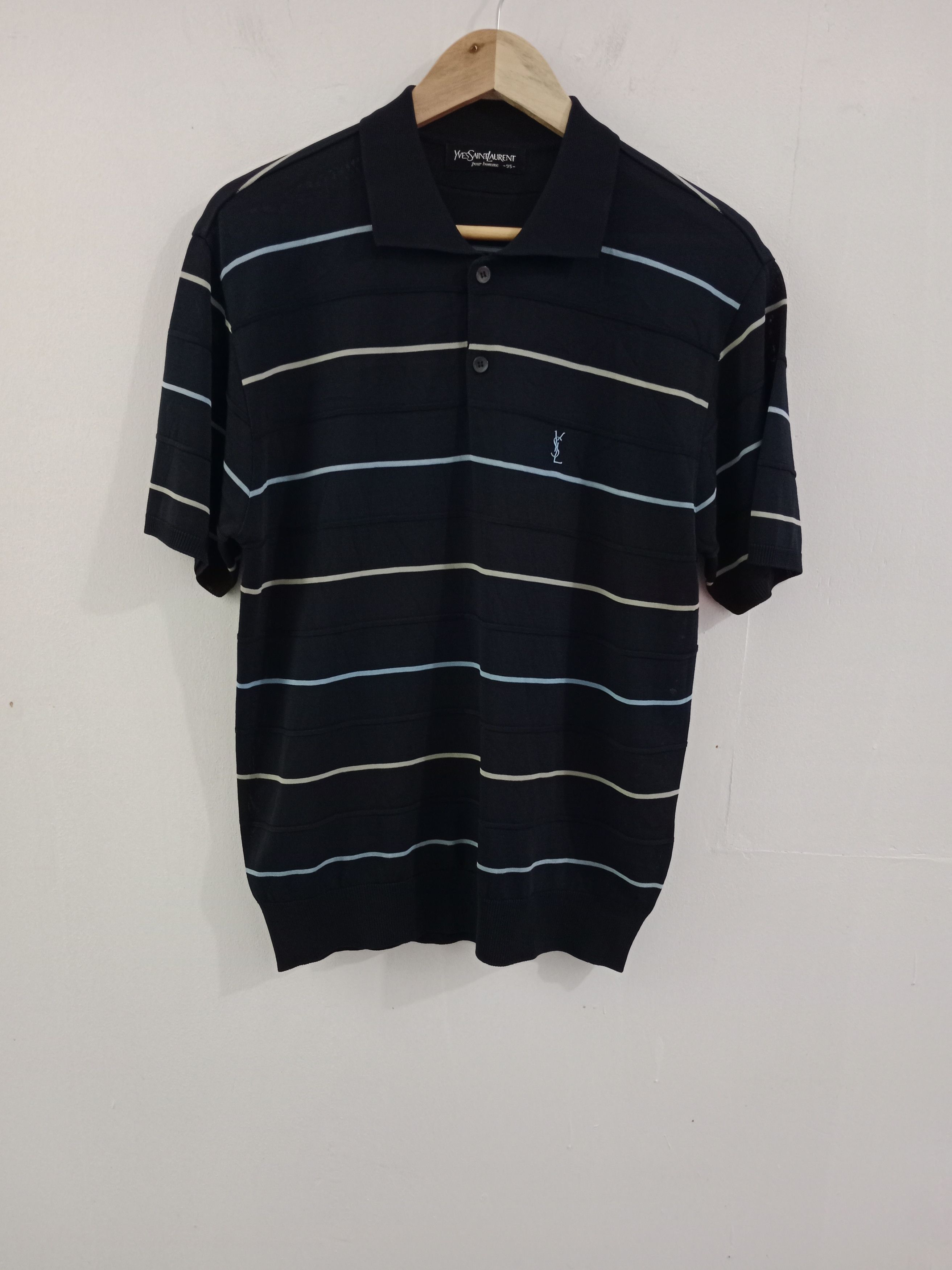 Vintage × Yves Saint Laurent Vintage YSL Mesh Polos Shirts Size US M / EU 48-50 / 2 - 2 Thumbnail