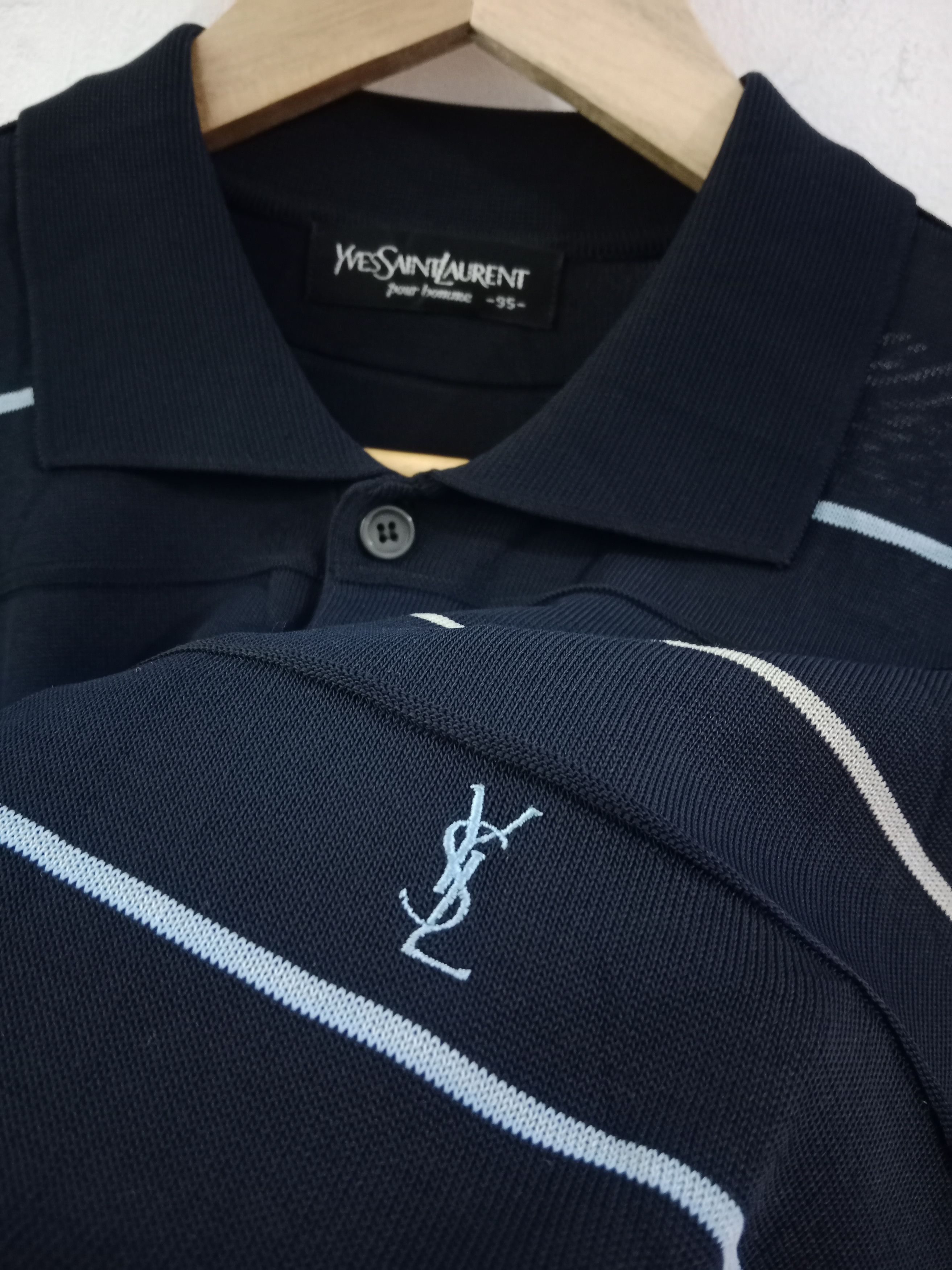 Vintage × Yves Saint Laurent Vintage YSL Mesh Polos Shirts Size US M / EU 48-50 / 2 - 6 Thumbnail