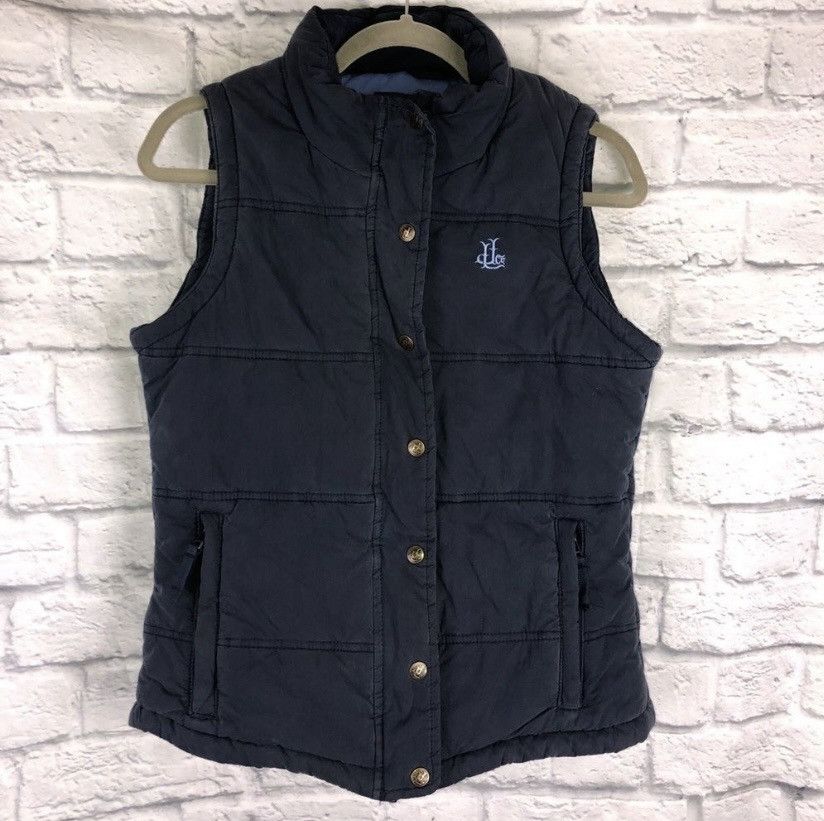 Lazy jacks co puffer vest navy blue wash sz small