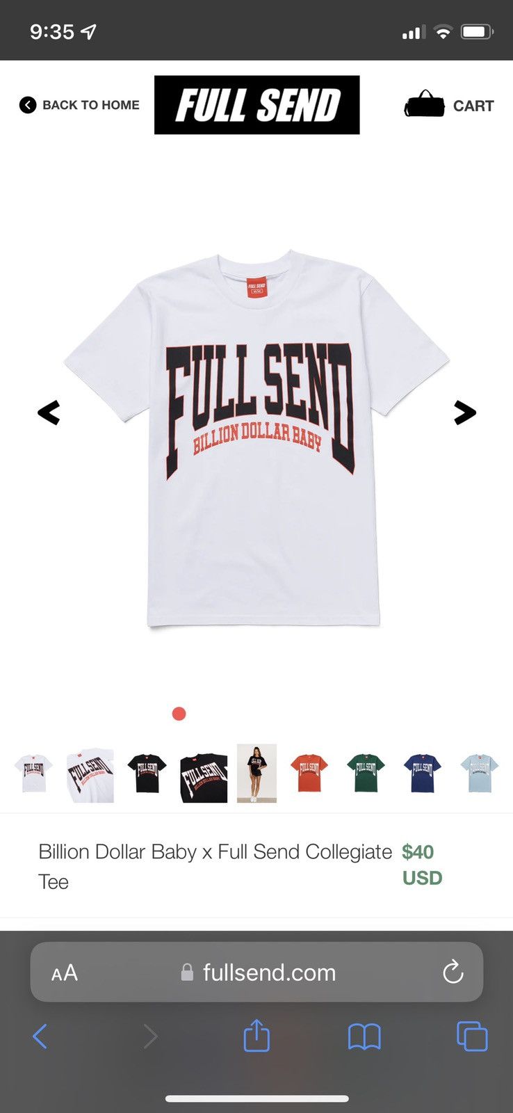 Billion Dollar Baby X Fullsend Collegiate Tee - Main Image