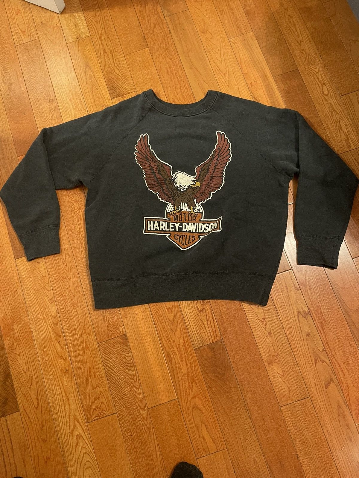 MadeWorn Vintage Harley Sweatshirt Faded Black L XL hoodie