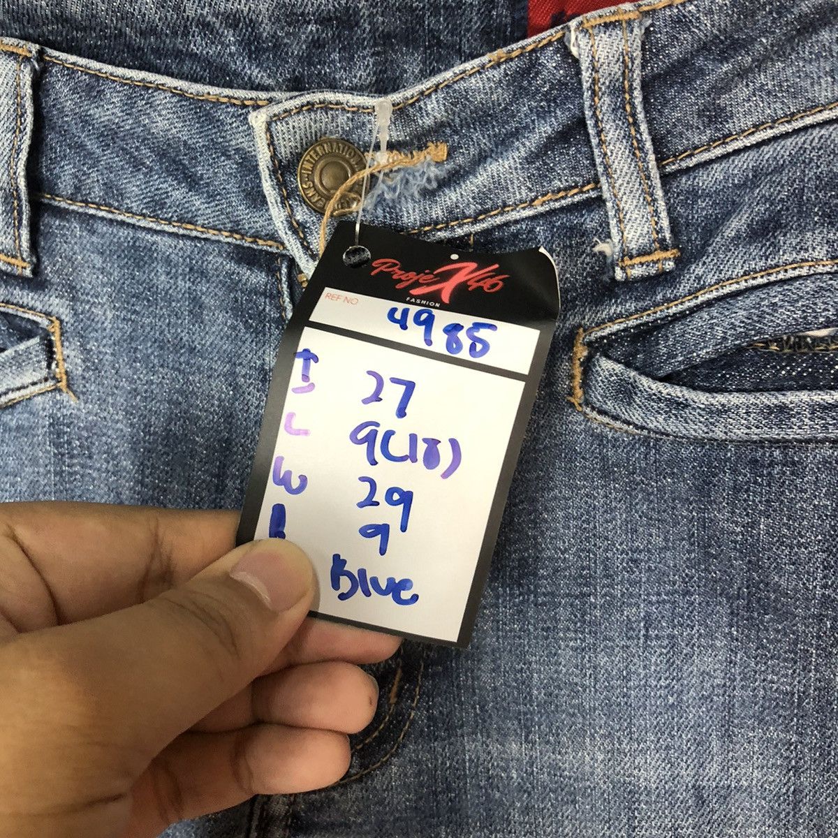 Japanese Brand Betty Smith Blue love pocket Denim Pants #4985 Size 27" / US 4 / IT 40 - 8 Thumbnail