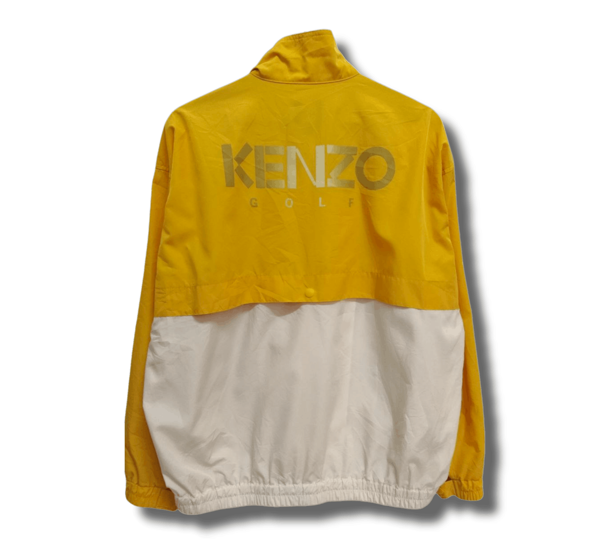 image of vintage Kenzo Golf Big Logo Spellout Jacket in Yellow/Grey, Men's (Size Large)