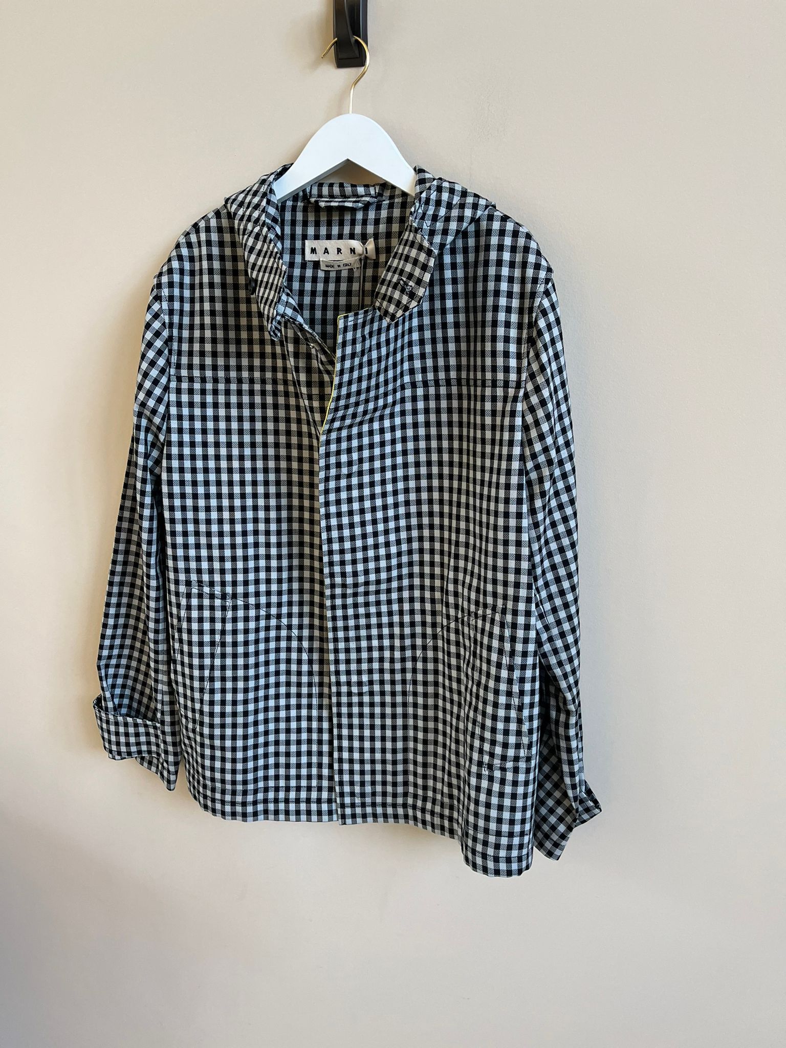 Marni Checker Print Light Hooded Jacket in Black & White Size US S / EU 44-46 / 1 - 14 Thumbnail