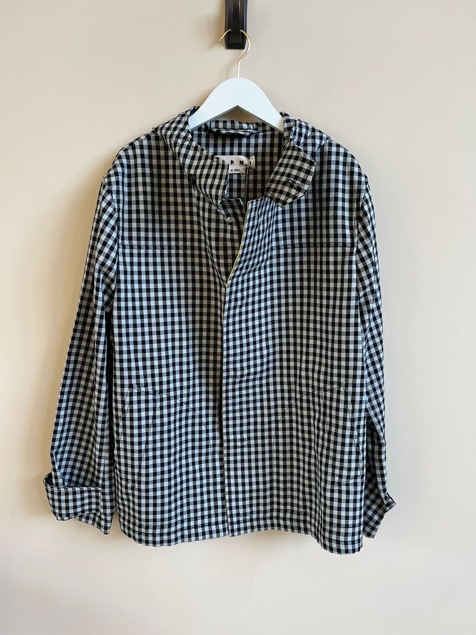 Marni Checker Print Light Hooded Jacket in Black & White Size US S / EU 44-46 / 1 - 3 Thumbnail