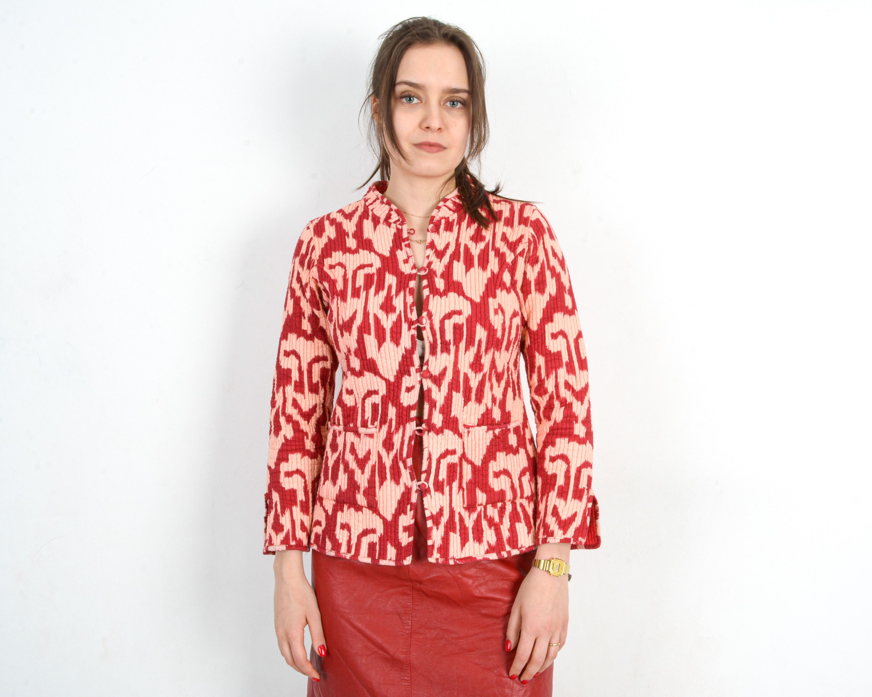 Other × Vintage Jacket Coat Blazer Button Up Patterned Retro Funky VTG Size S / US 4 / IT 40 - 2 Thumbnail
