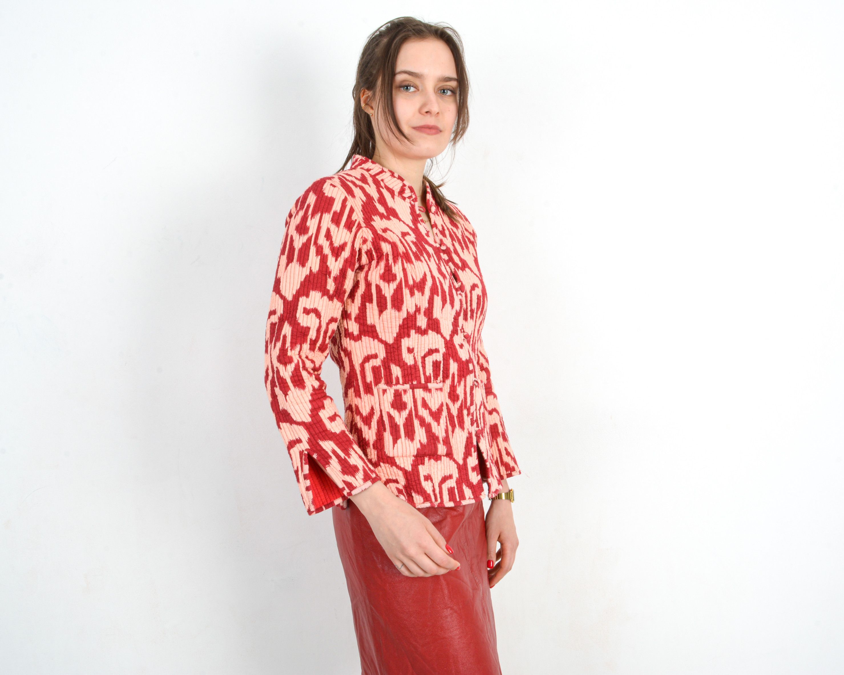 Other × Vintage Jacket Coat Blazer Button Up Patterned Retro Funky VTG Size S / US 4 / IT 40 - 3 Thumbnail