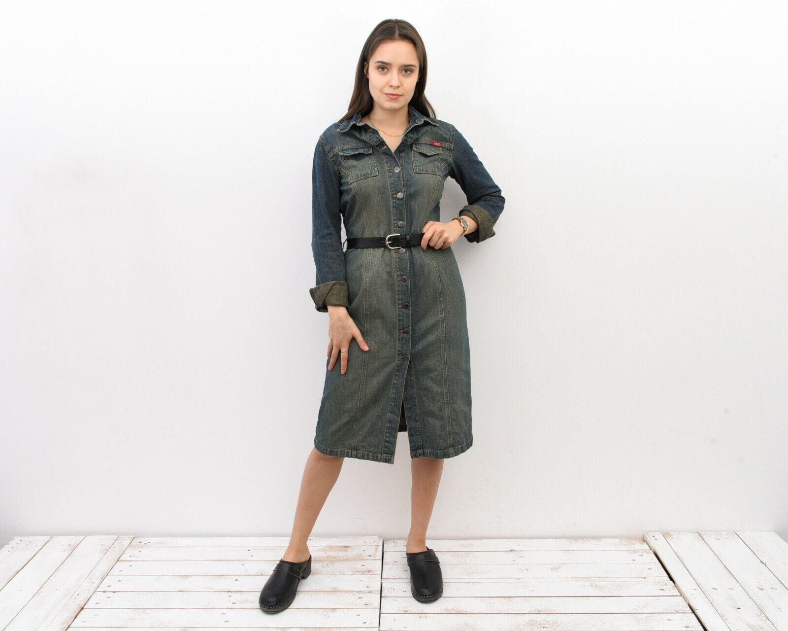 Other × Vintage ONLY Women S Denim Dress Shirt Jacket Coat Button Up Size S / US 4 / IT 40 - 2 Thumbnail