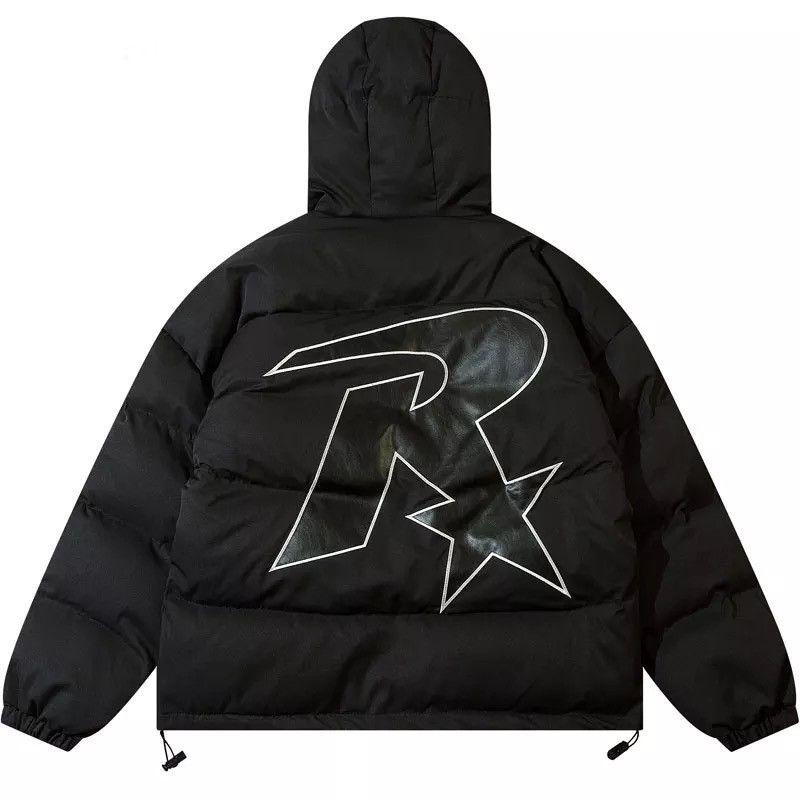 Embroidery Print Star Puffer Winter Jacket
