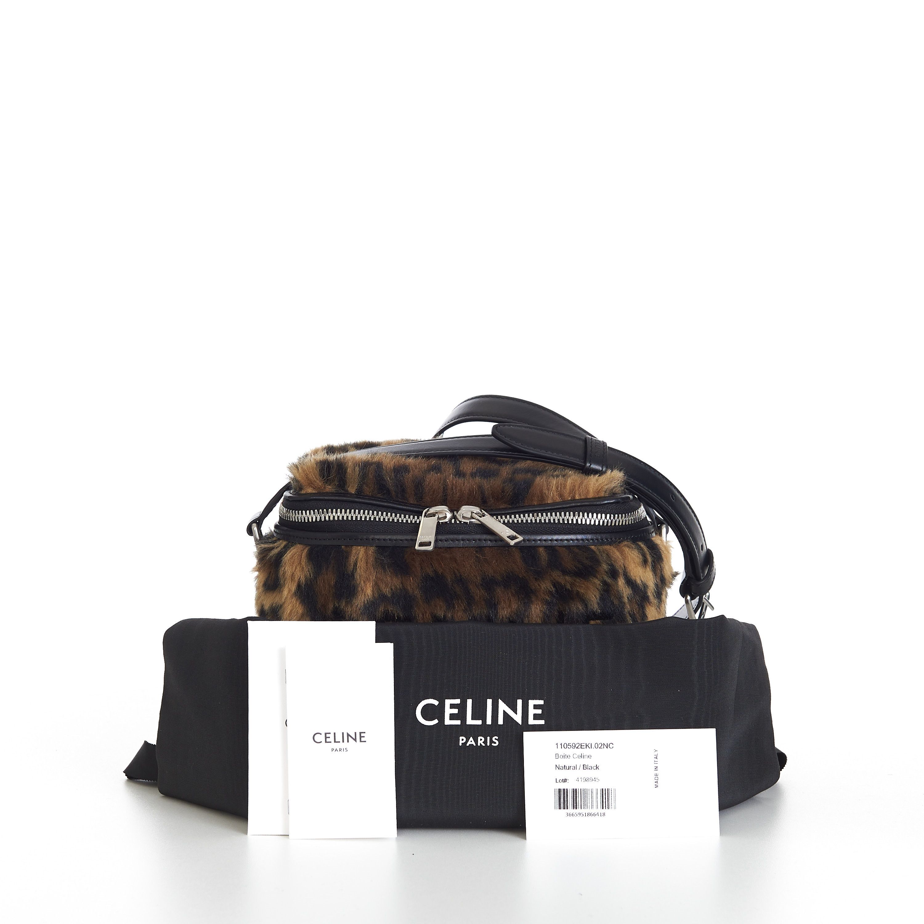 Celine Box Bag In Fluffy Leopard Textile With Celine Print | Grailed