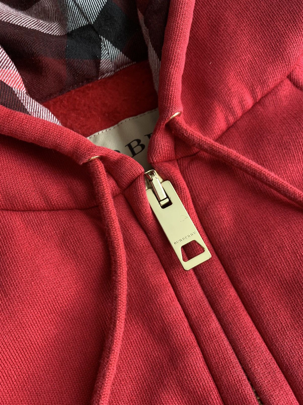 Burberry Burberry London Red Zip Hoodie Woman nova check Grailed