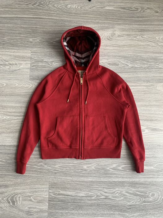 Burberry Burberry London Red Zip Hoodie Woman nova check Grailed