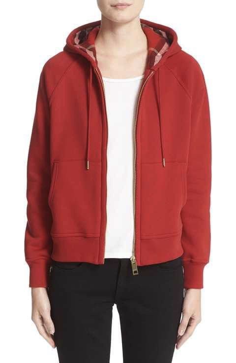 Burberry Burberry London Red Zip Hoodie Woman nova check