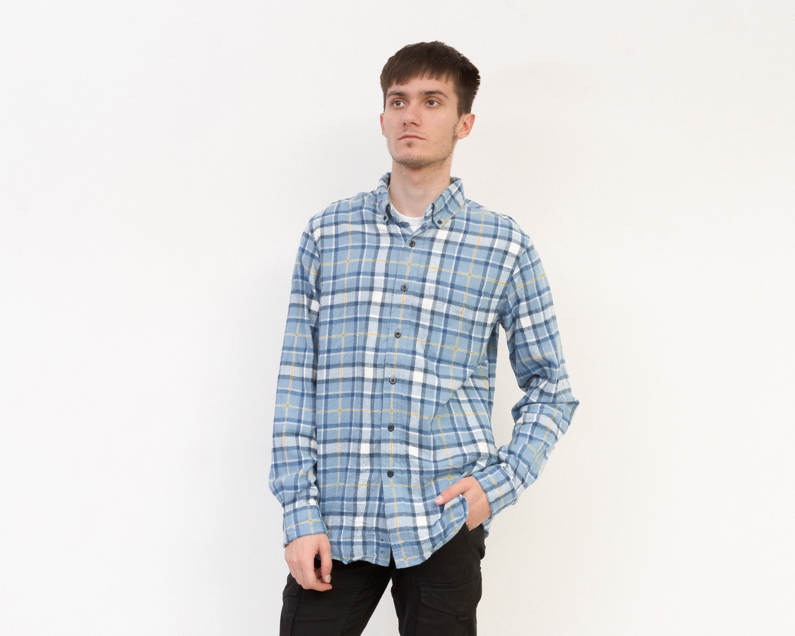 L.L. Bean × Vintage Casual Shirt Check Plaid Tartan Long Sleeve Blue Retro Size US M / EU 48-50 / 2 - 3 Thumbnail