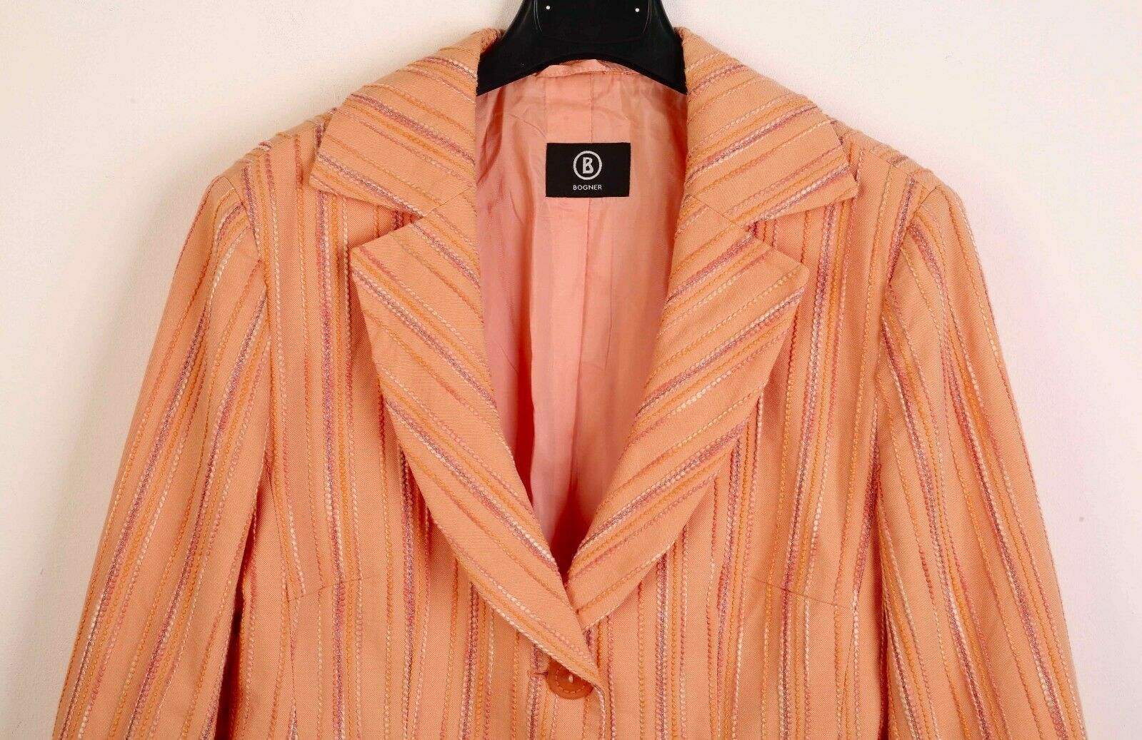 Bogner Women S Blazer Suit Jacket Sport Coat Peach Striped Size L / US 10 / IT 46 - 3 Thumbnail