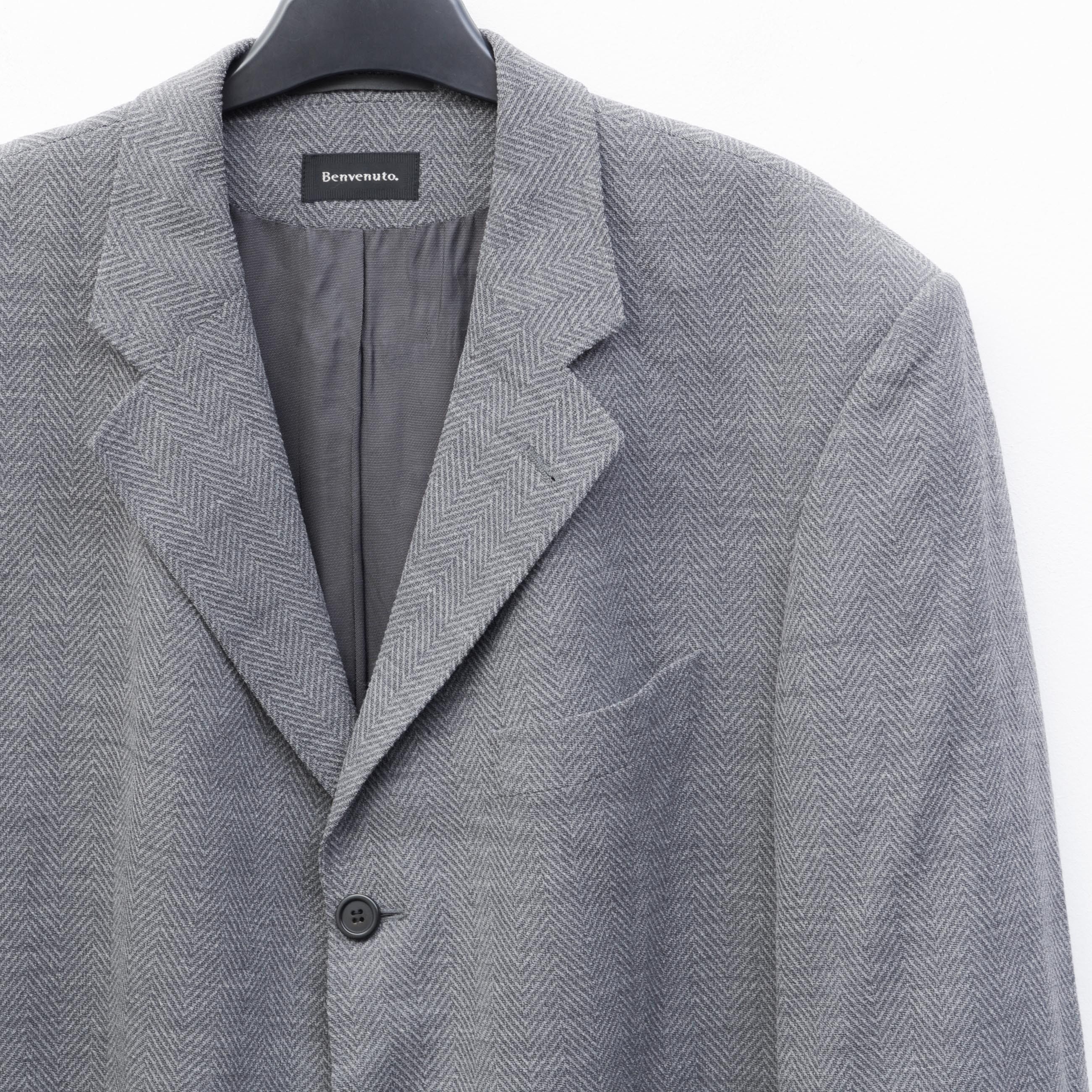 BENVENUTO. BENVENUTO UK 44 US Blazer EU 54 Herringbone top Jacket Wool Size 44R - 2 Thumbnail