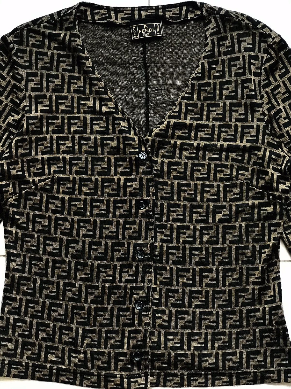 Fendi × Vintage Vintage 90s Fendi Zucca Monogram Shirt Size S / US 4 / IT 40 - 2 Thumbnail