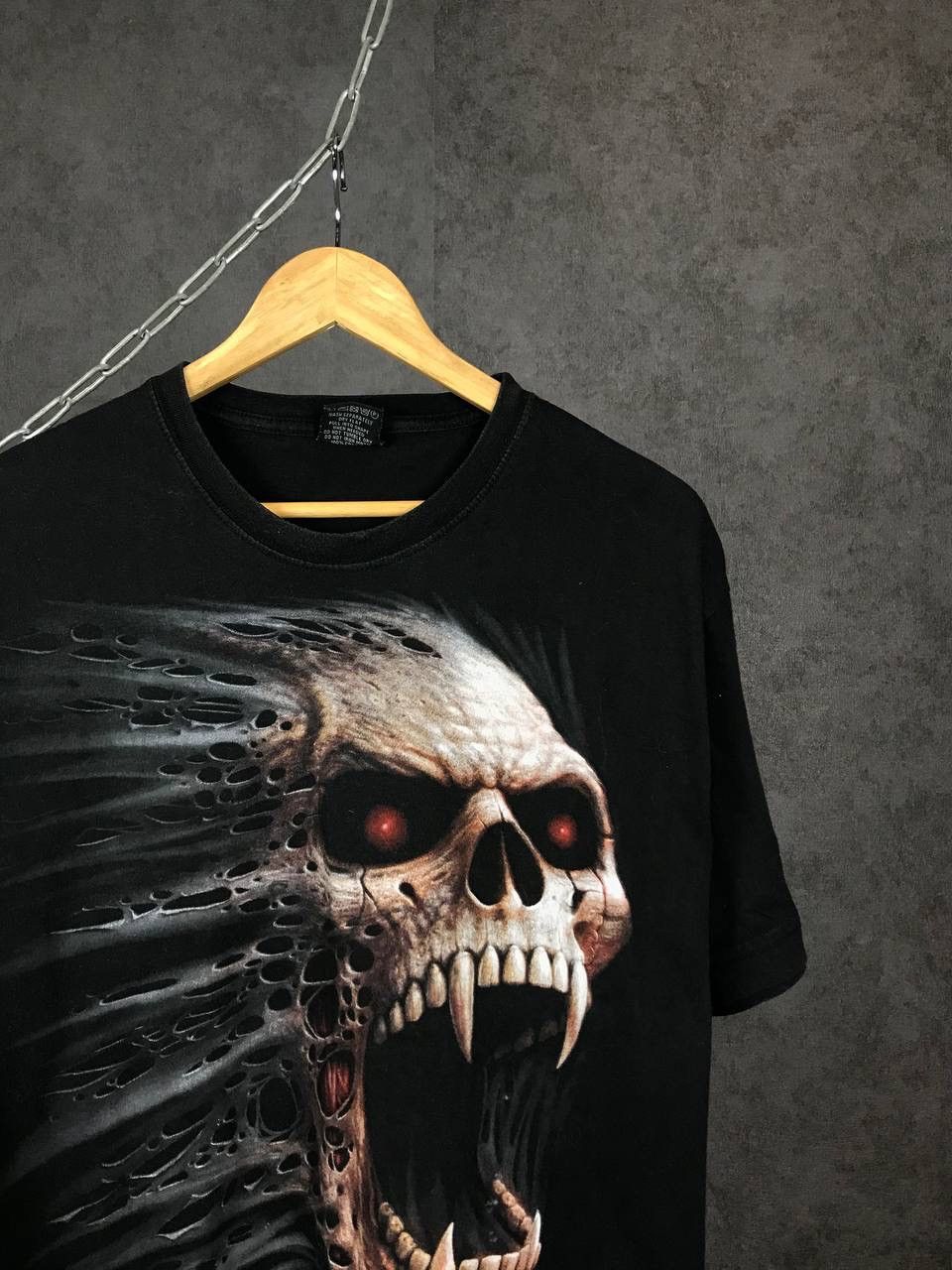Vintage Skull skeleton vintage rock overprinted tee Size US XL / EU 56 / 4 - 3 Thumbnail
