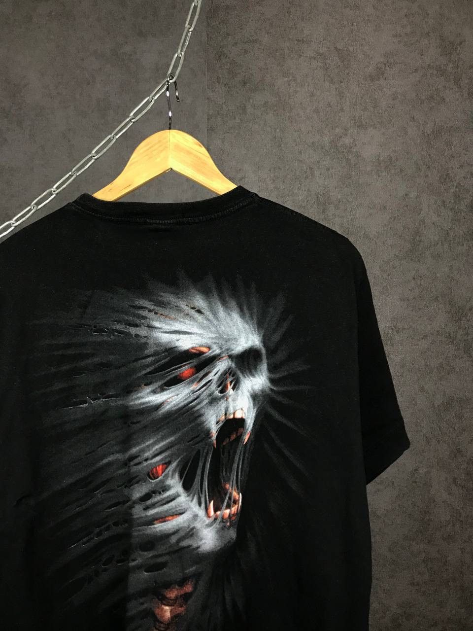 Vintage Skull skeleton vintage rock overprinted tee Size US XL / EU 56 / 4 - 4 Thumbnail