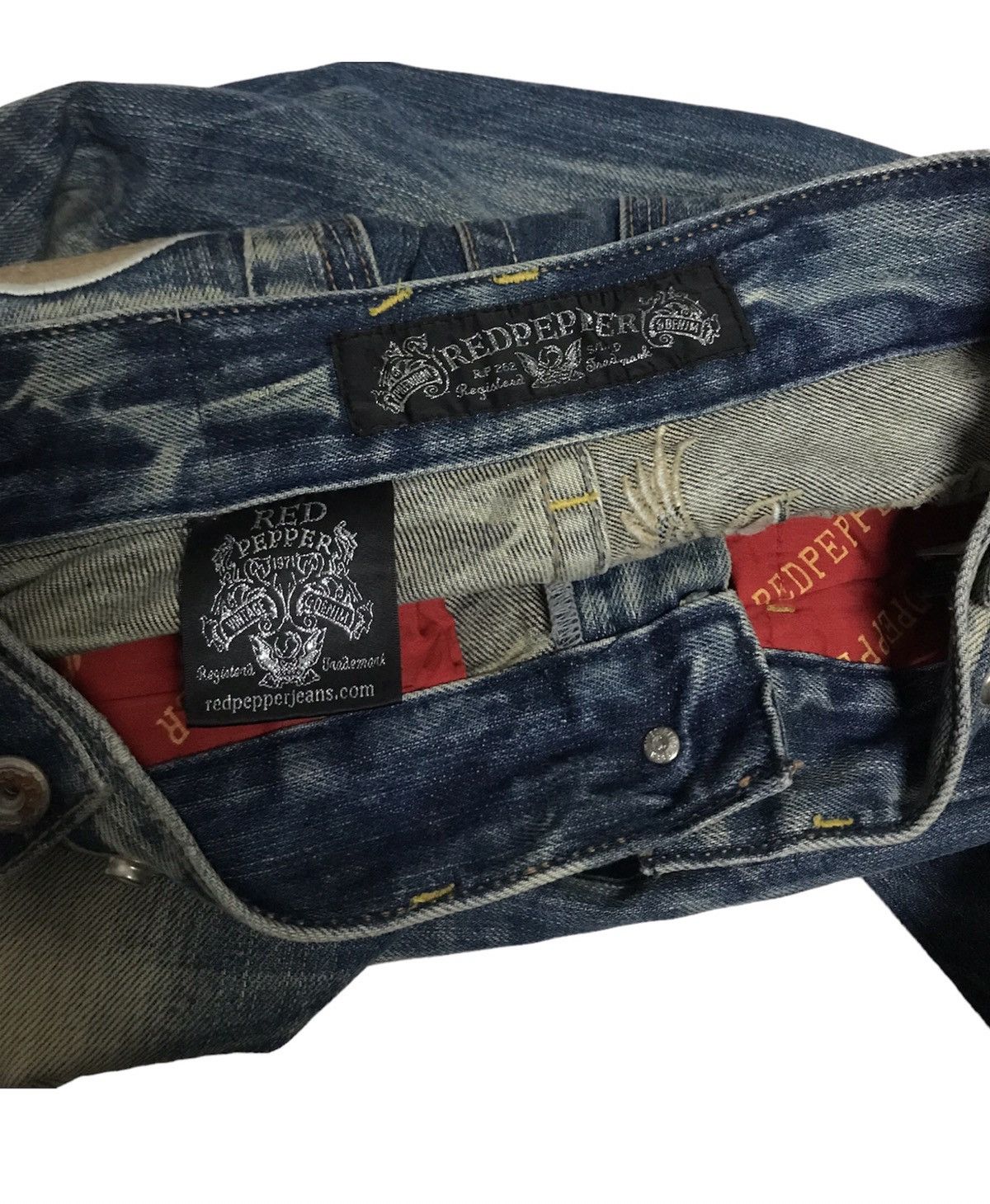 If Six Was Nine × Japanese Brand Thunder Jeans Denim Red Peppers Project by LBD Size 29" - 13 Thumbnail
