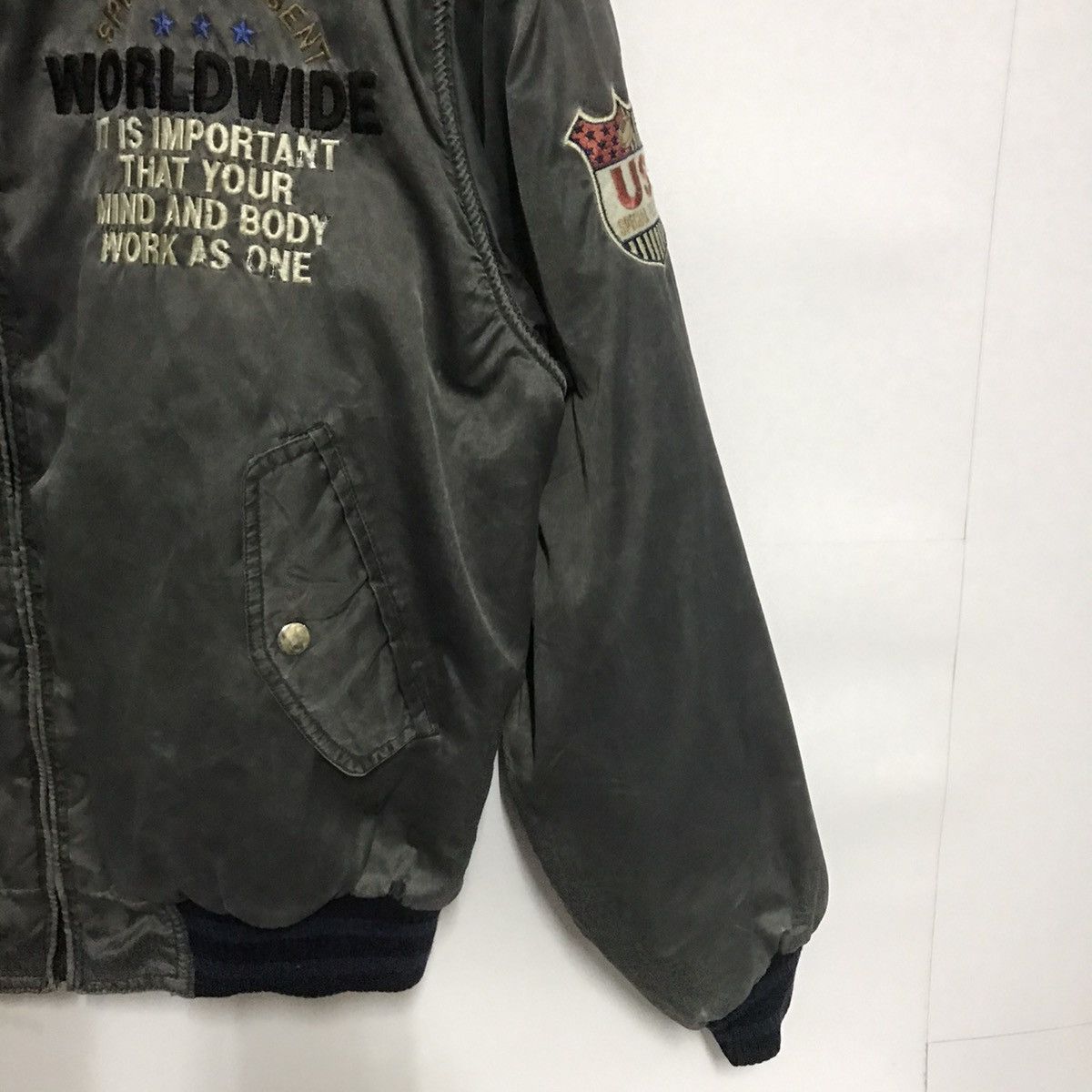 Japanese Brand × Worldwide Youth Worldwide US special Present Bomber black faded Jacket Size US L / EU 52-54 / 3 - 4 Thumbnail
