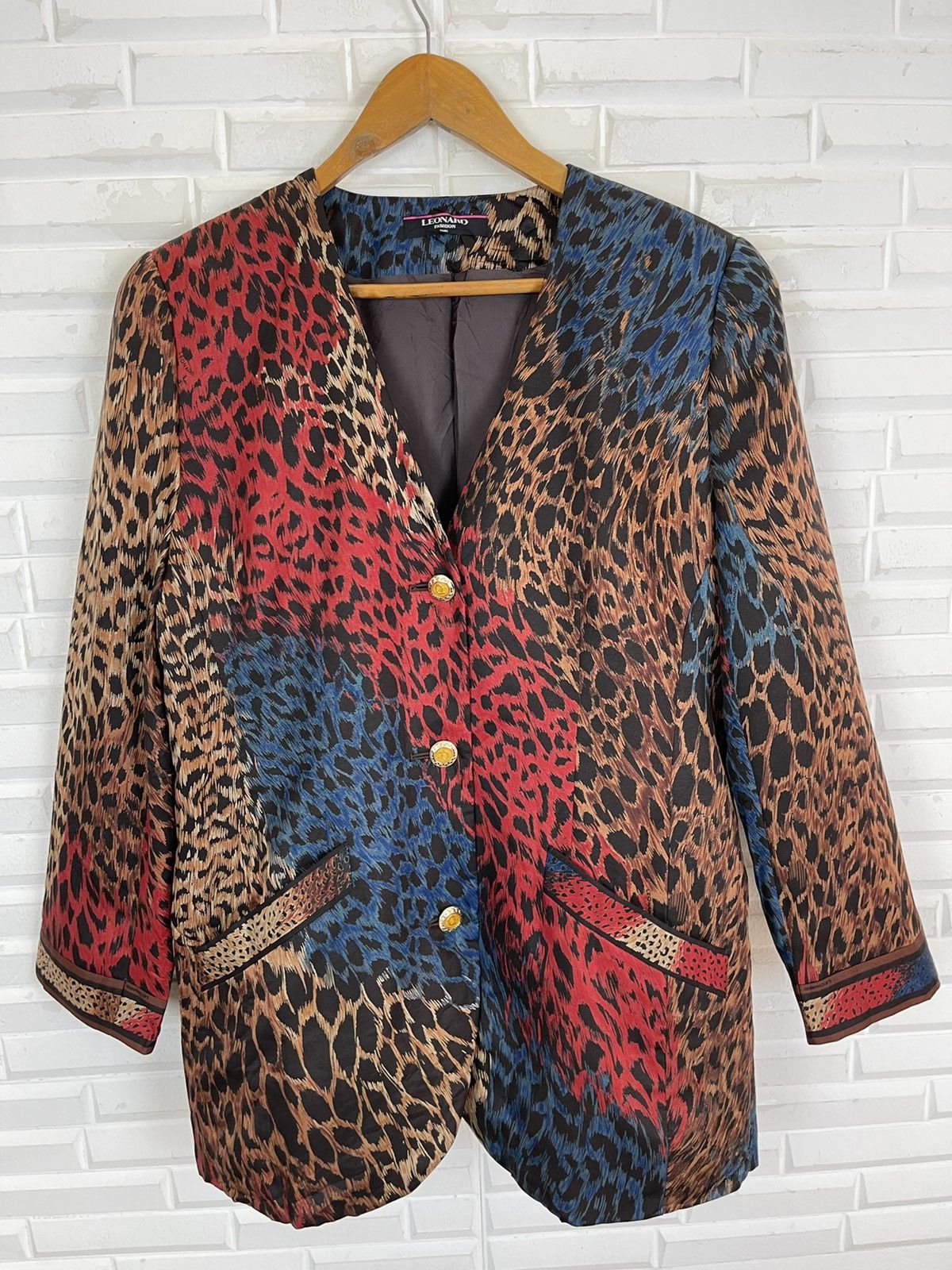 Leonard Paris × Vintage Vintage LEONARD PARIS Leopard Print Allover Size M / US 6-8 / IT 42-44 - 2 Thumbnail
