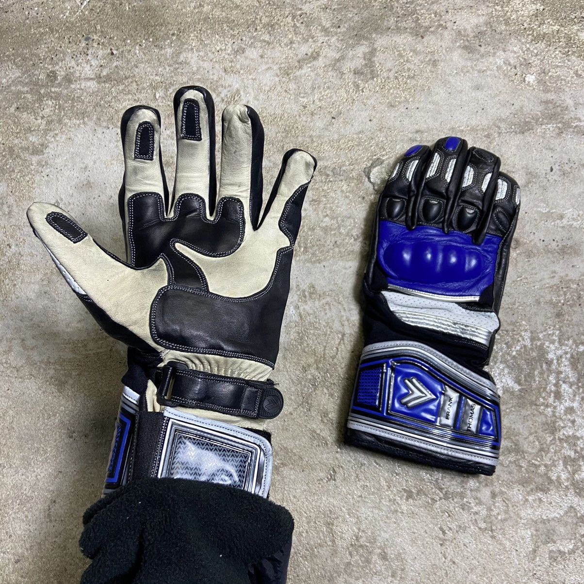 Vintage FRANK THOMAS VINTAGE RACING LEATHER GLOVES 1990s - № 4028 Size ONE SIZE - 5 Thumbnail
