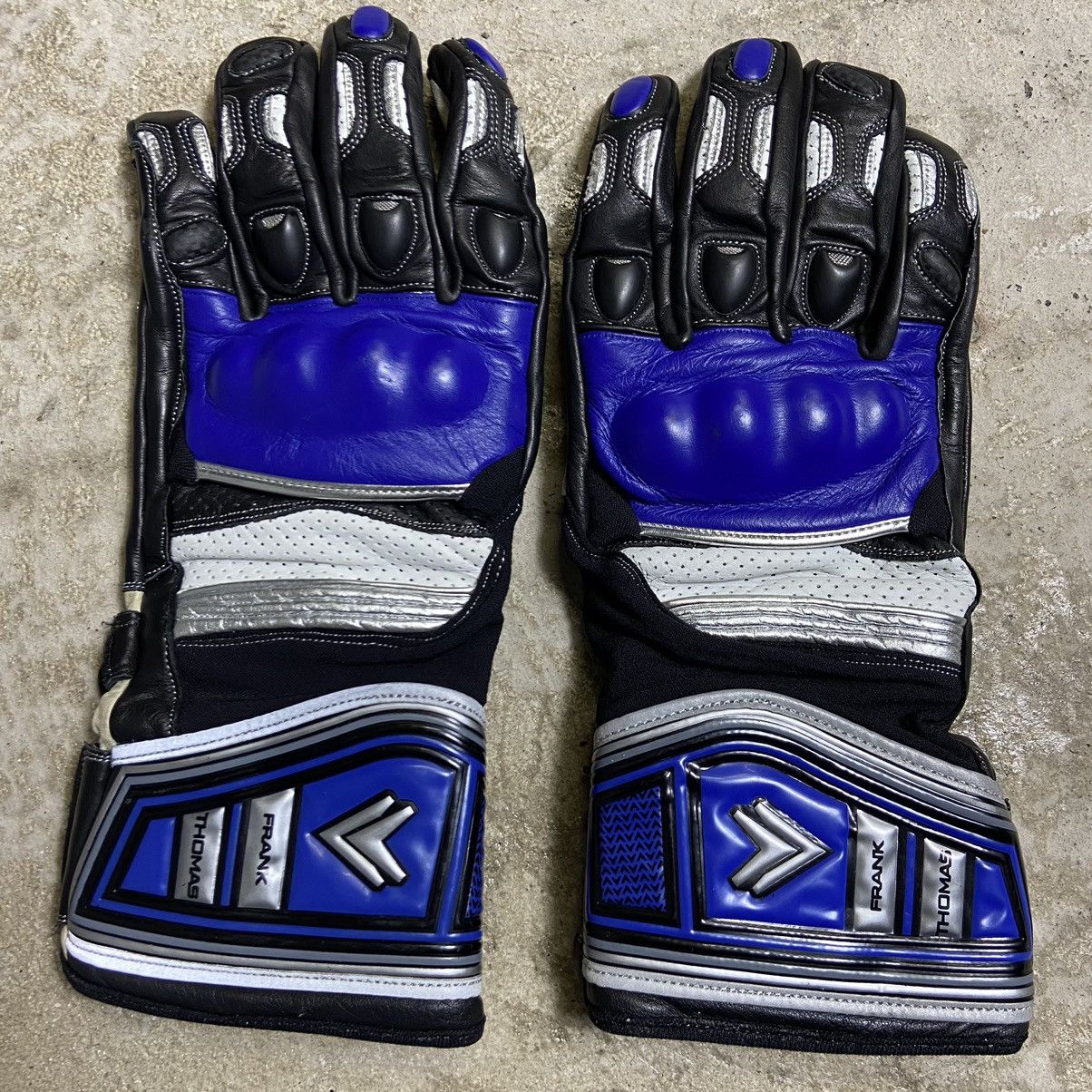 Vintage FRANK THOMAS VINTAGE RACING LEATHER GLOVES 1990s - № 4028 Size ONE SIZE - 3 Thumbnail