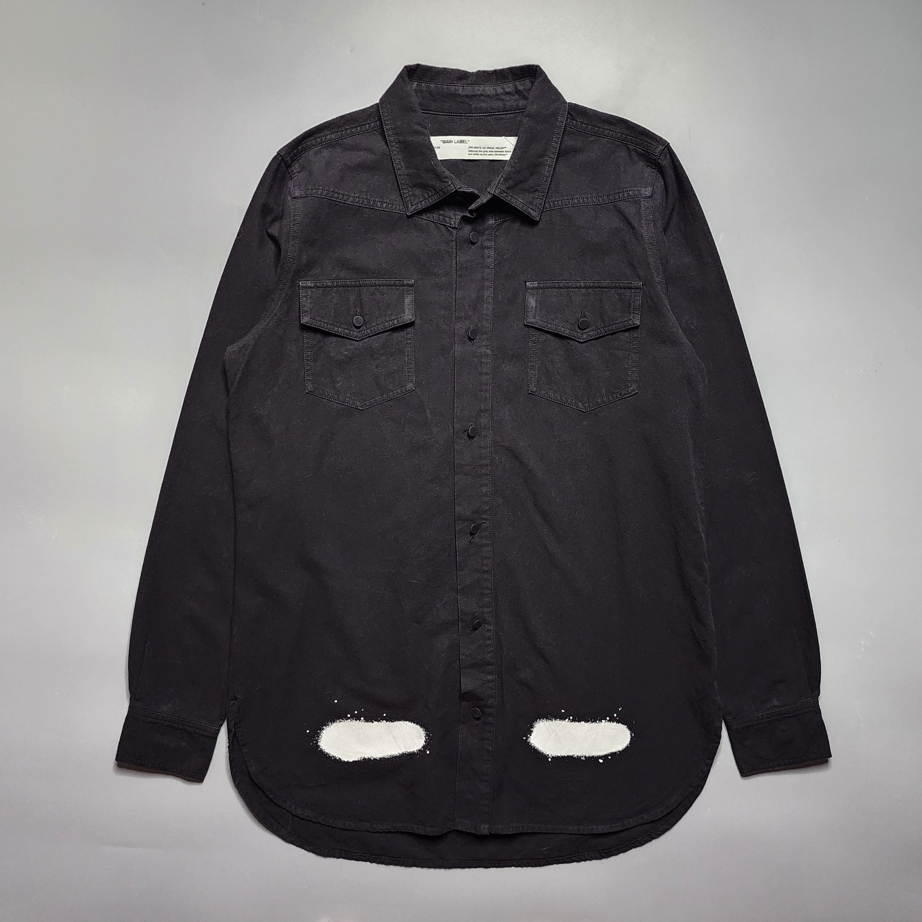 image of Off White Off-White - Ss17 Diagonals Spray Denim Shirt in Washed Black, Men's (Size XS)