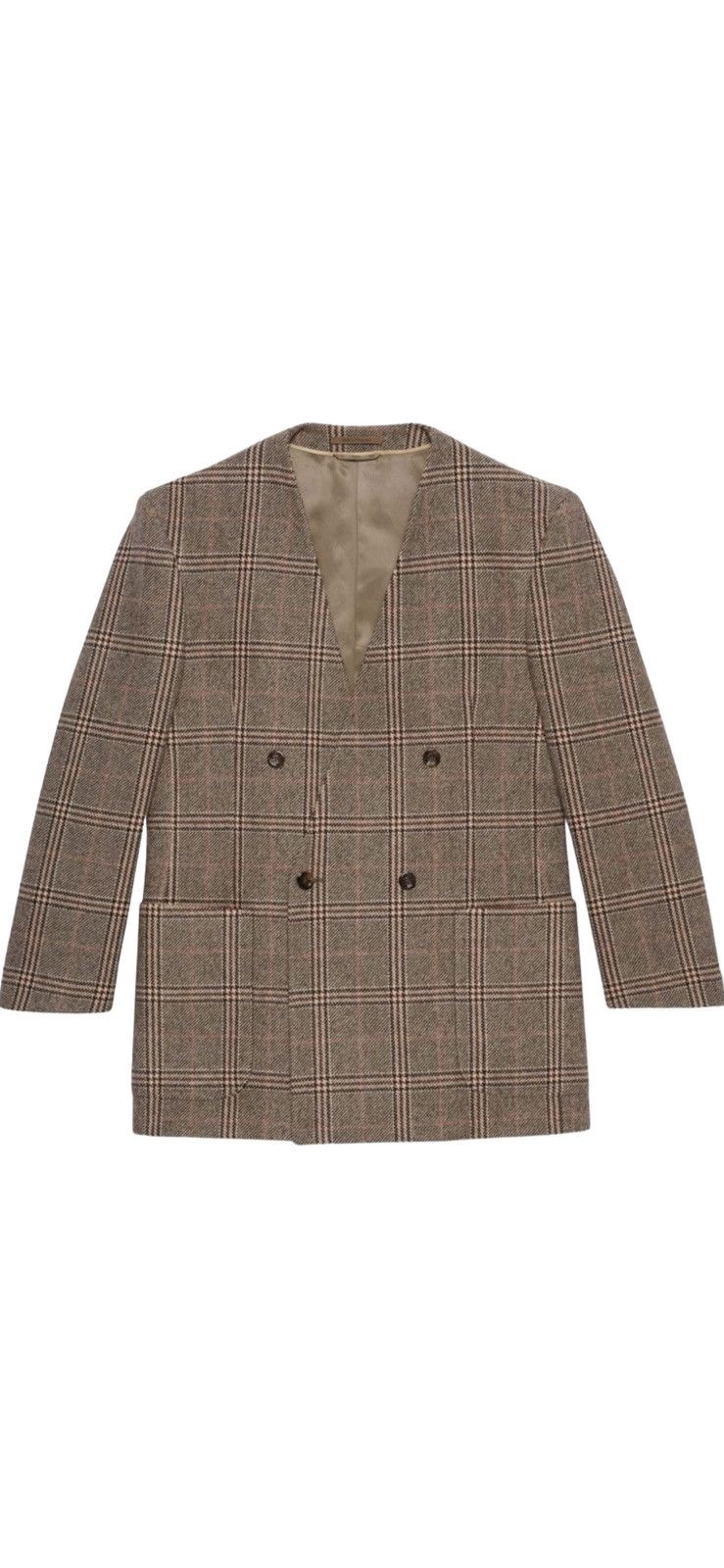 Gucci Prince Of Wales Wool Double Breasted Blazer