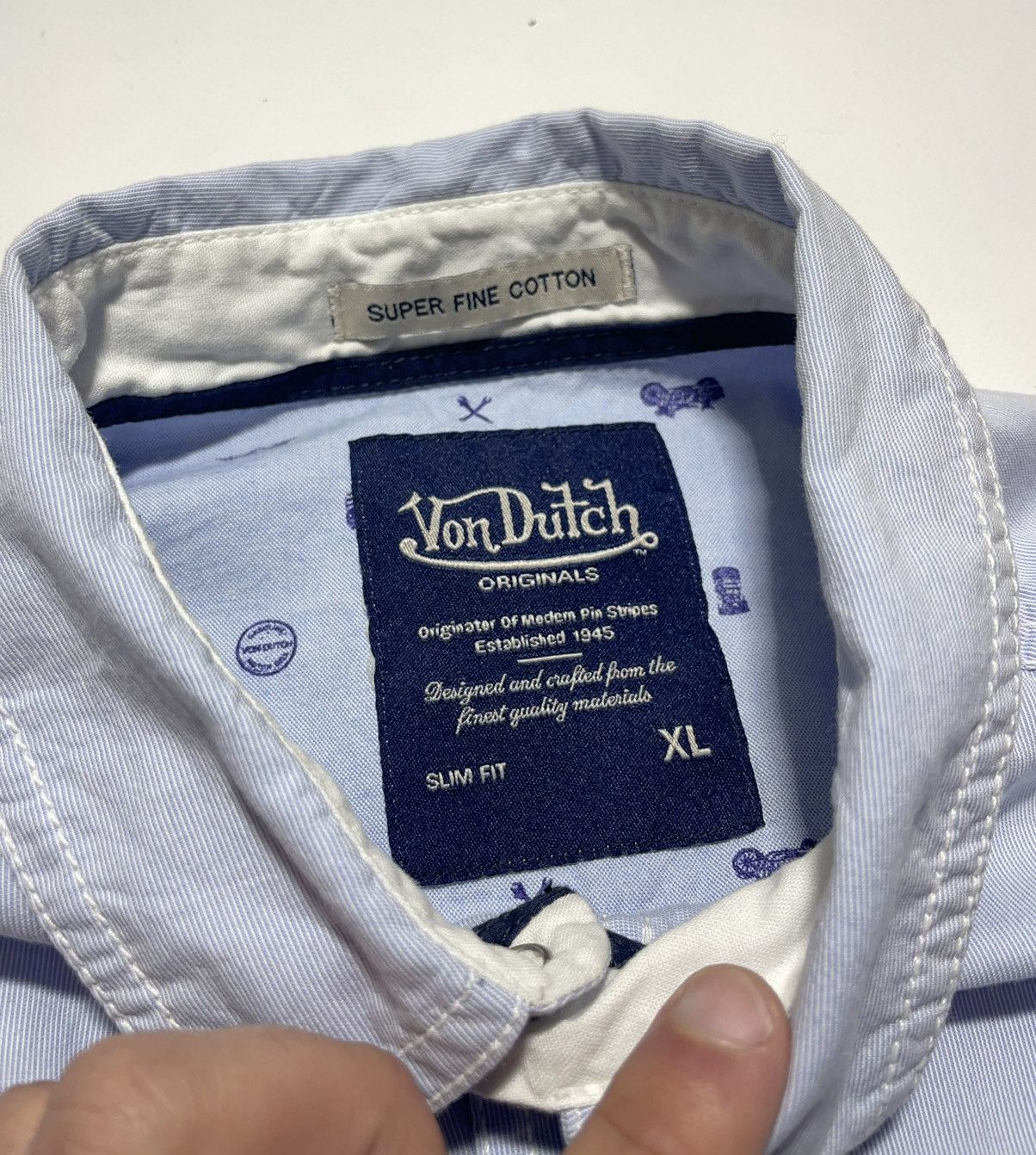 Von Dutch Von Dutch Big Logo Button Shirt Size US XL / EU 56 / 4 - 7 Thumbnail
